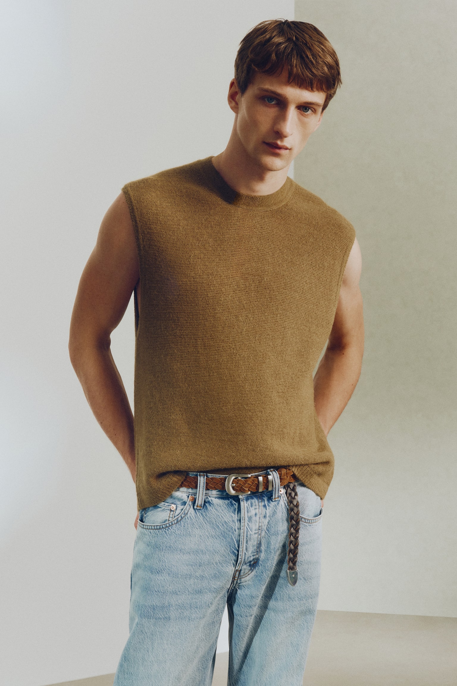 Безрукавка Loose Fit виворітного в’язання - Коричневий - 6