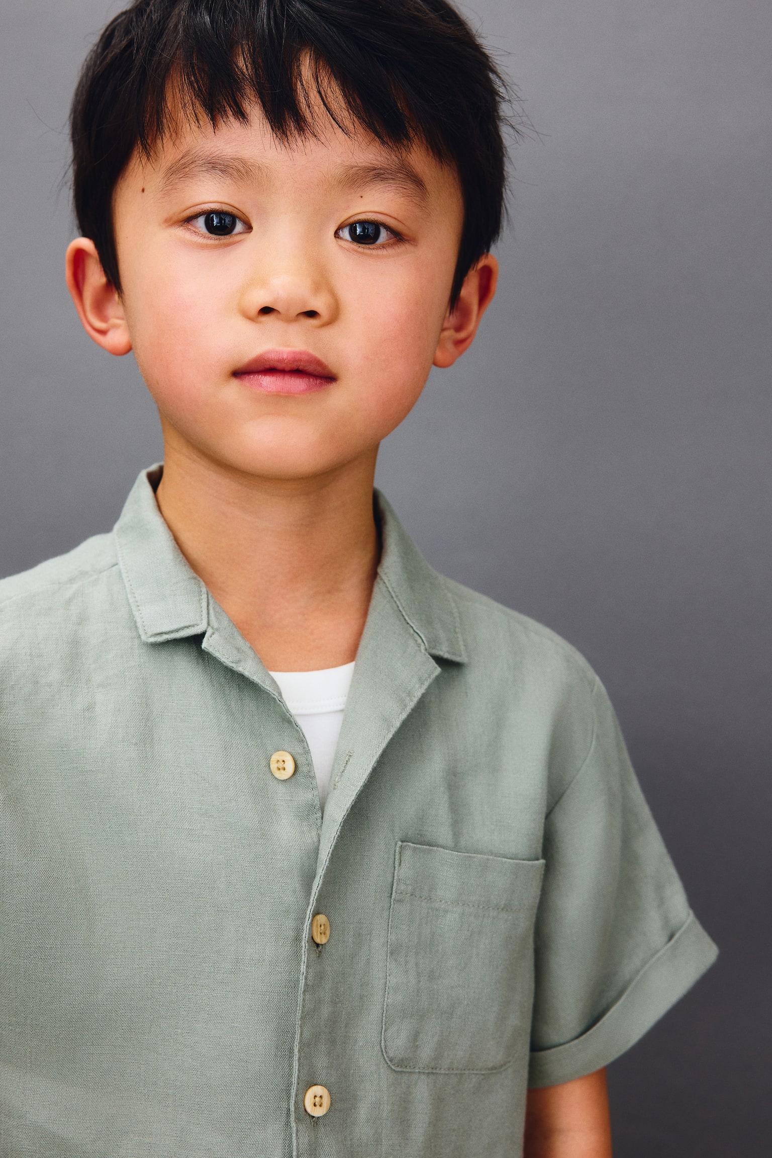 Ensemble 2 pièces en lin - Vert kaki/Beige clair/Marron - 4