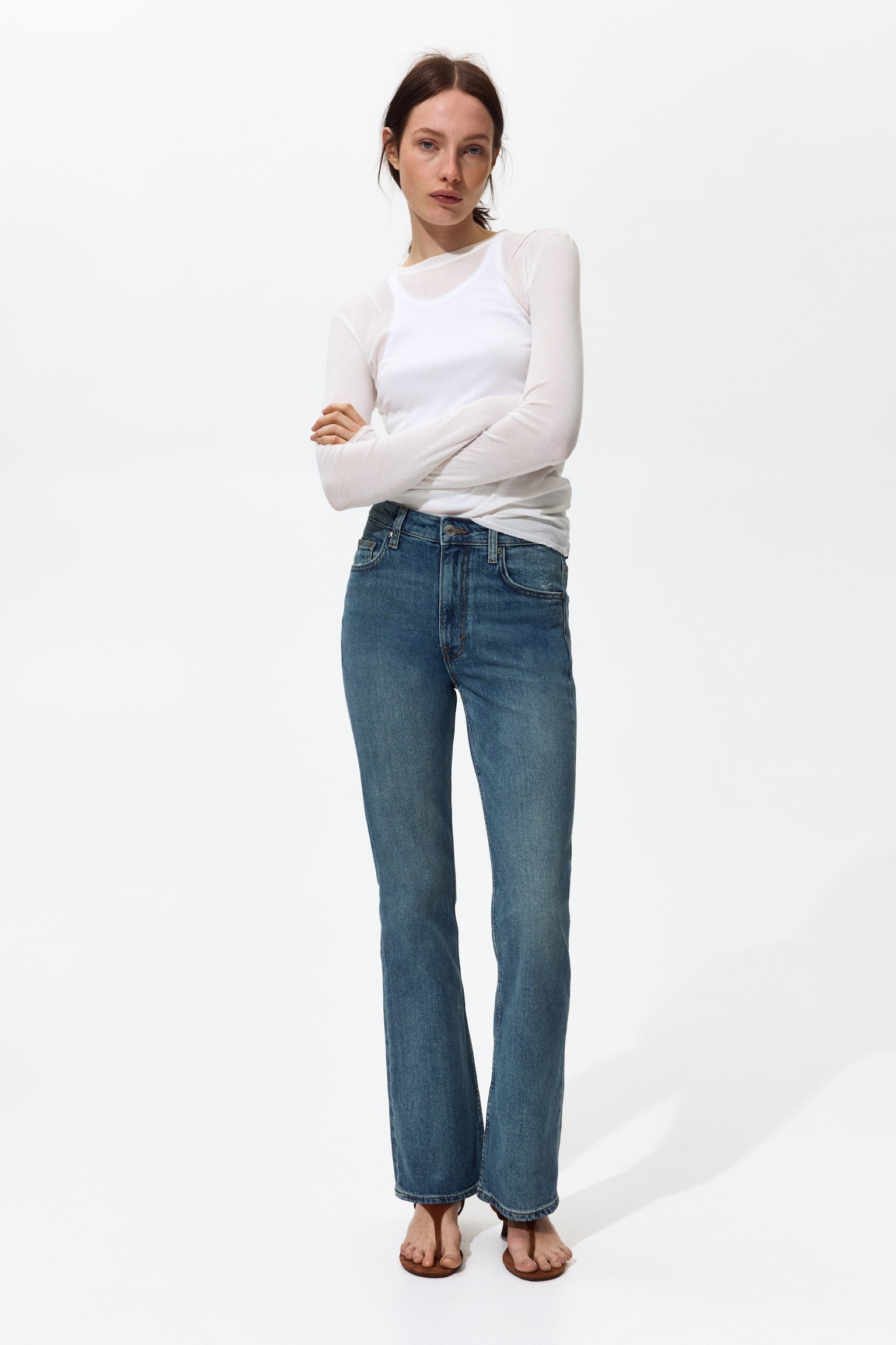 Bootcut High Waist Jeans - Denimblau/Helles Denimblau - 5