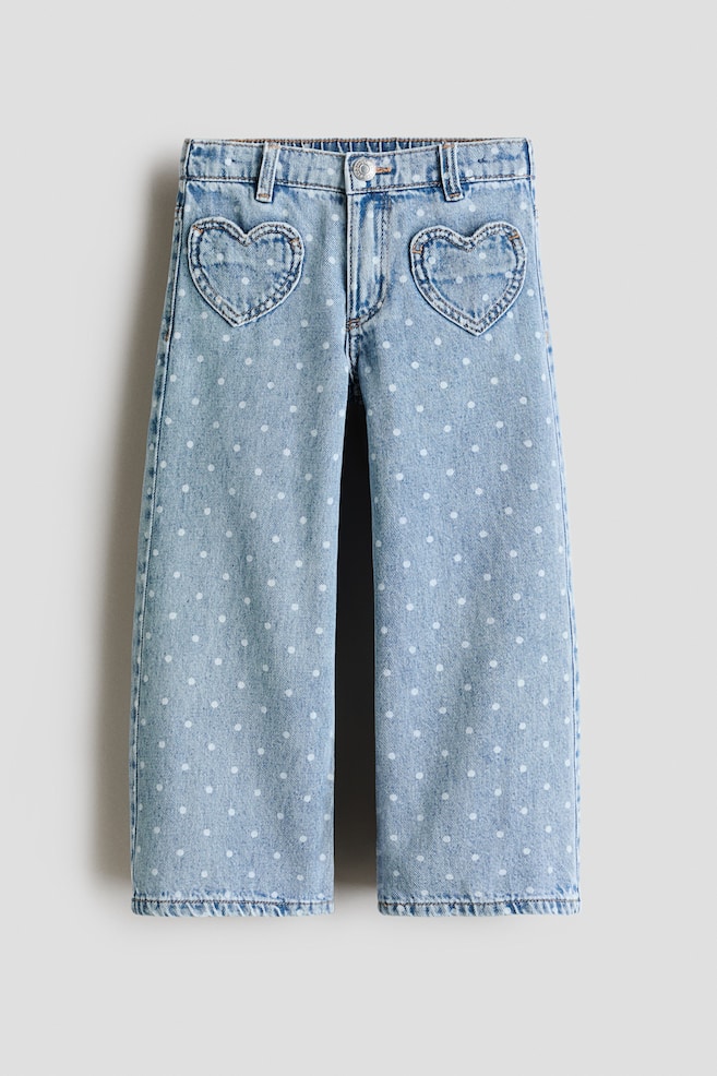Loose-Fit Wide-Leg Jeans - Light denim blue/polka dot/Denim blue/Light denim blue - 1