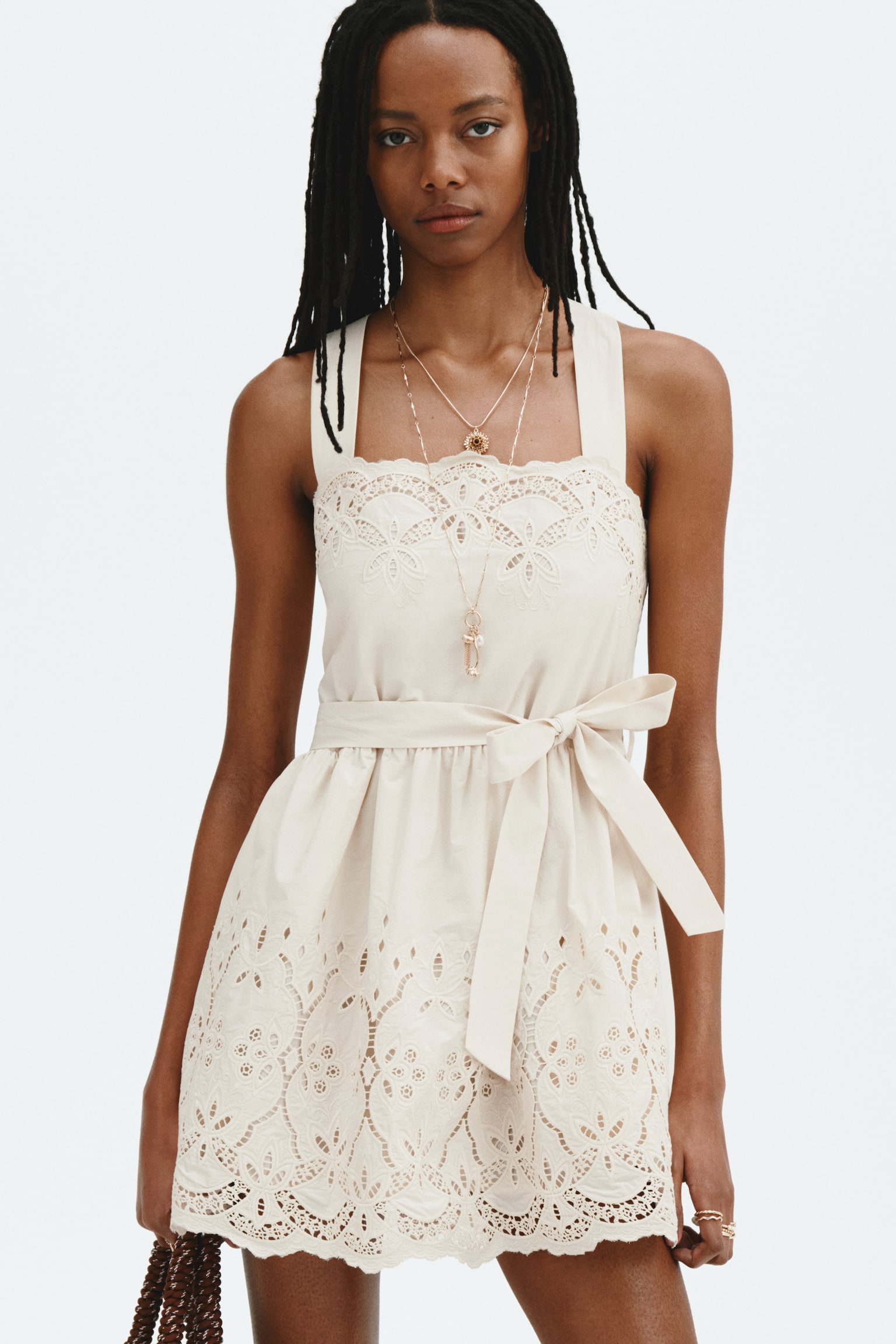 Broderie anglaise dress - Light beige - 6