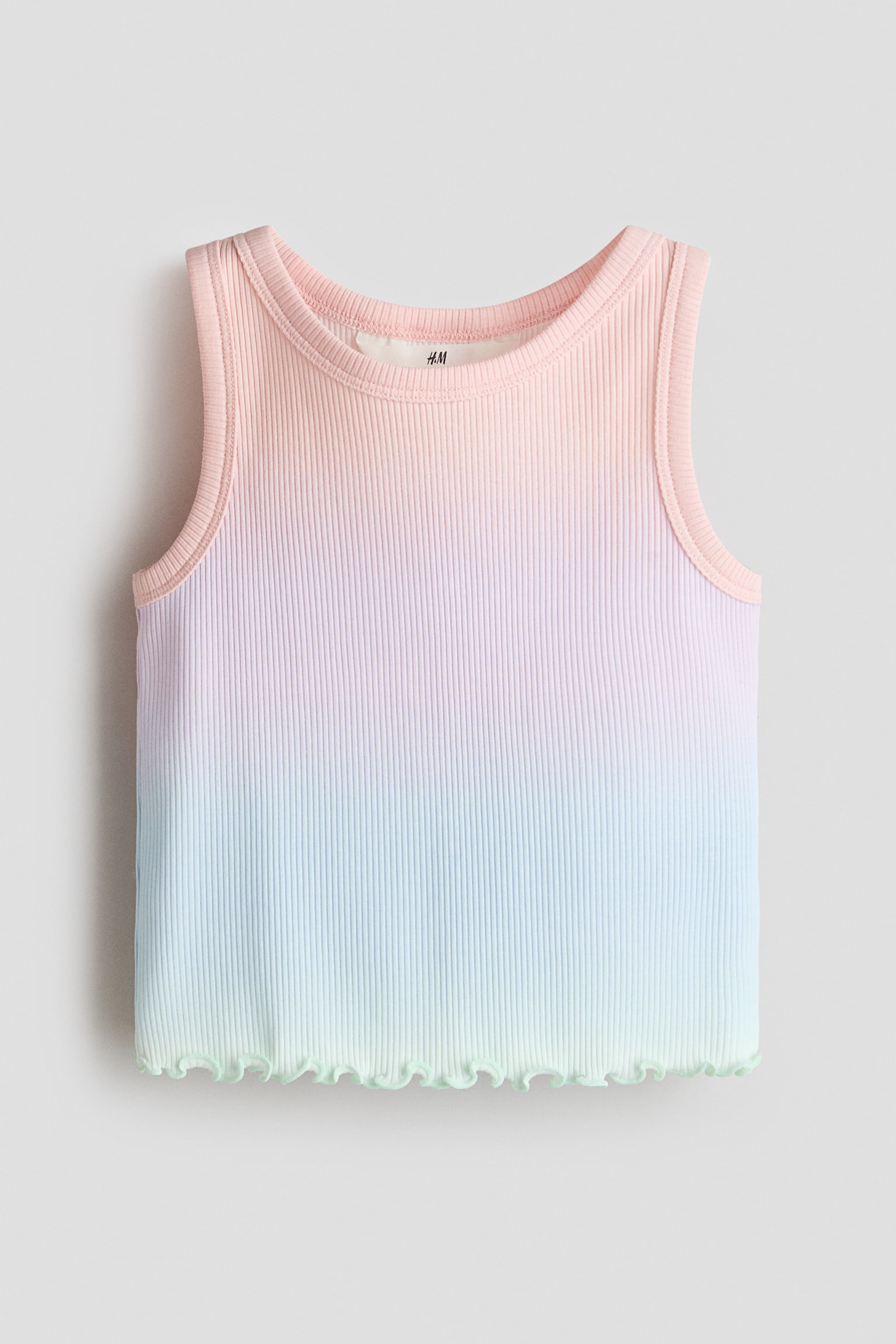 Ribbad tanktop i bomull - Rosa/Ombre/Rosa/Blommig/Benvit/Blommig/Brun