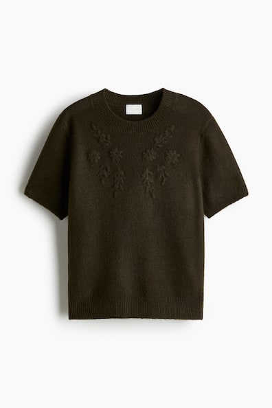 刺繍ファインニットセーター