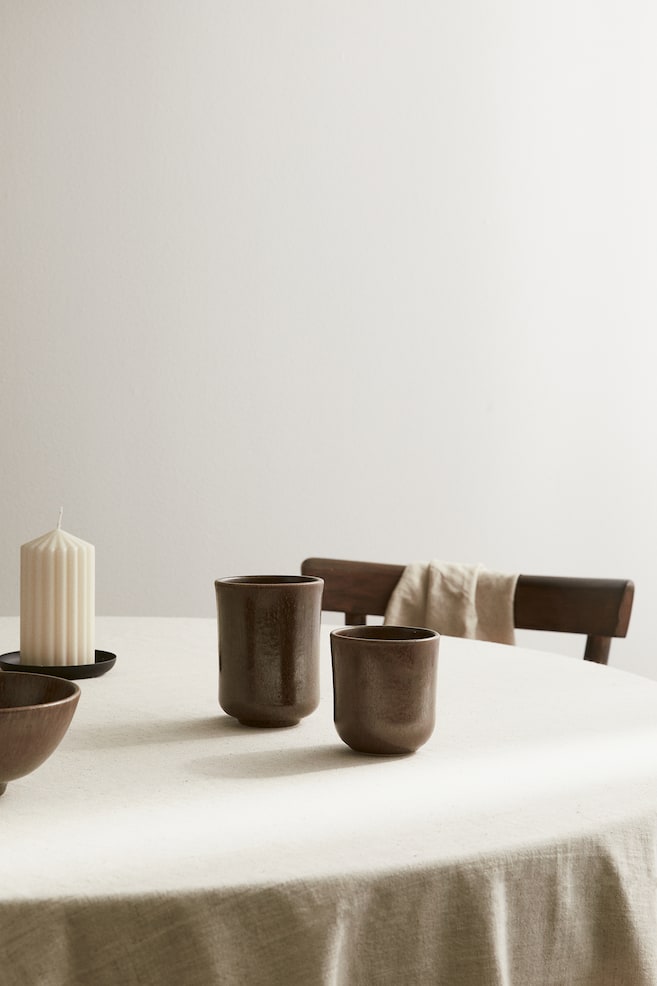 Stoneware cup - Brown/Light grey - 2