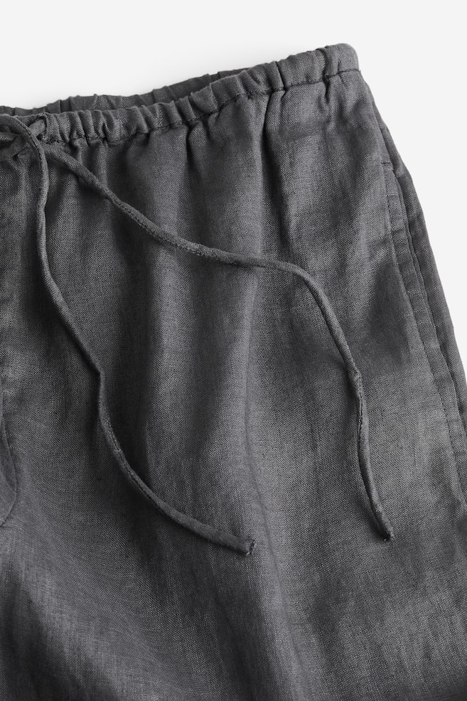 Wide linen trousers - Dark grey - 3
