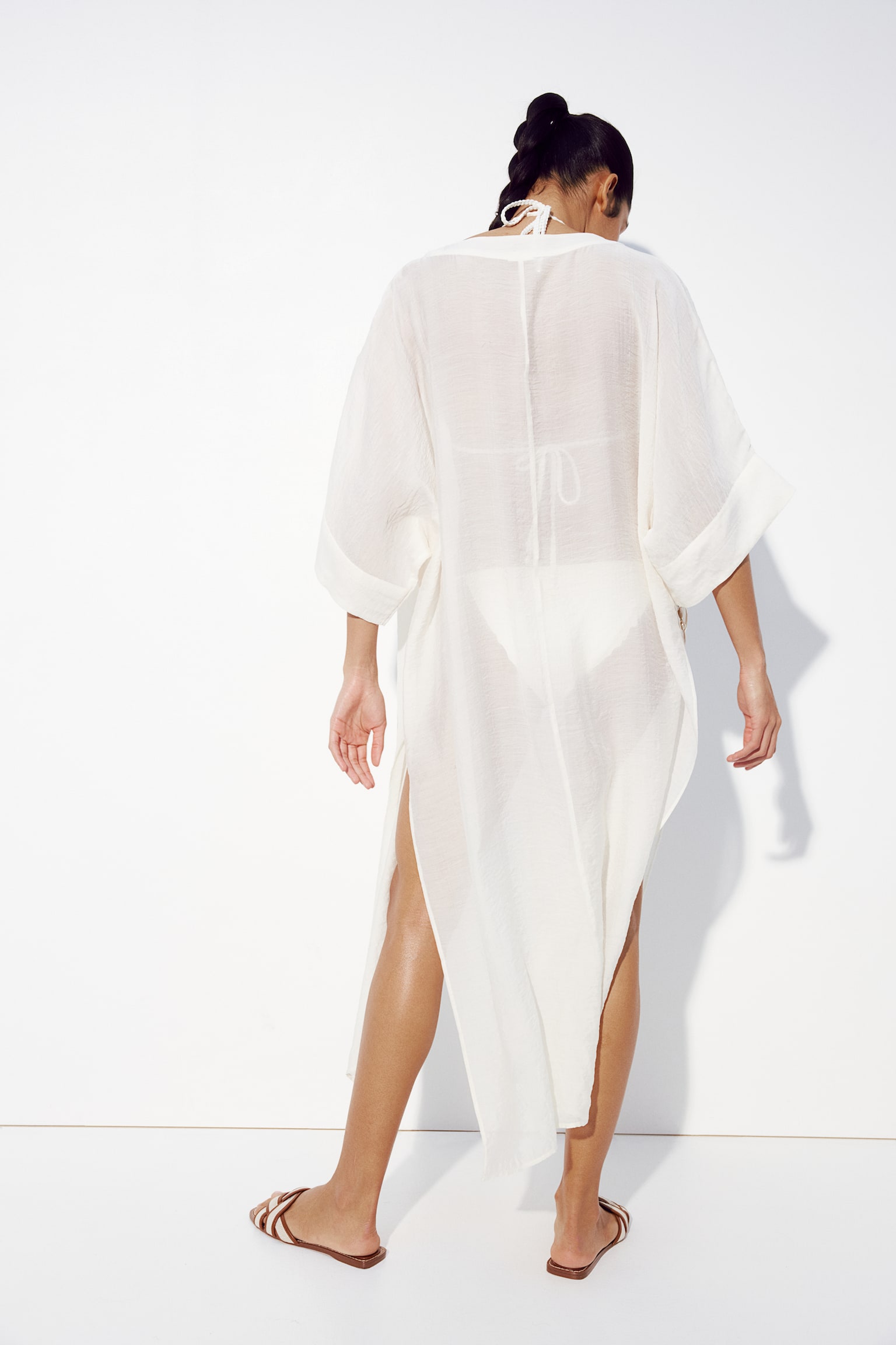 Kaftan Beach Dress - Cream/Black - 5