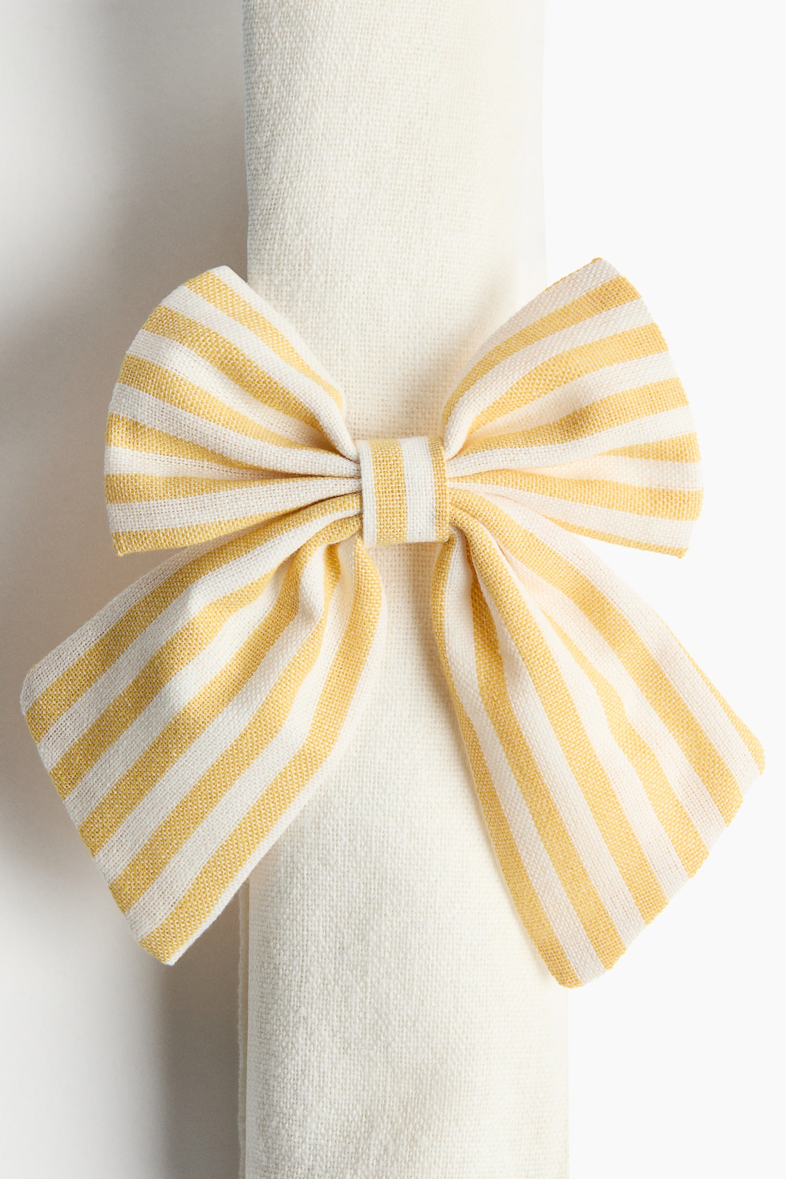 4-pack bow napkin rings - White/Yellow striped/Brown/Linen-blend/Light beige/Linen-blend - 3