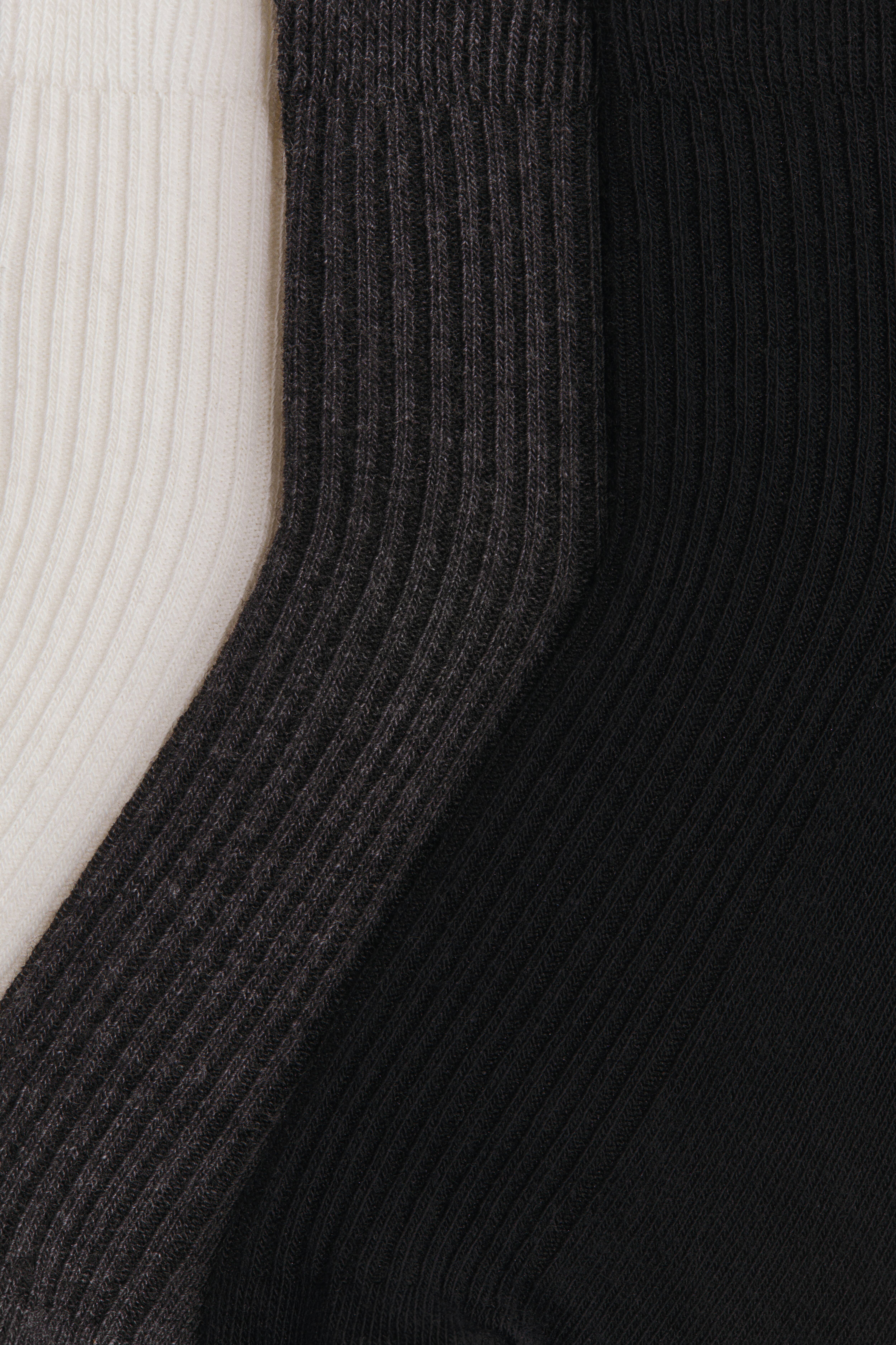 Lot de 3 paires bas courts en tricot côtelé