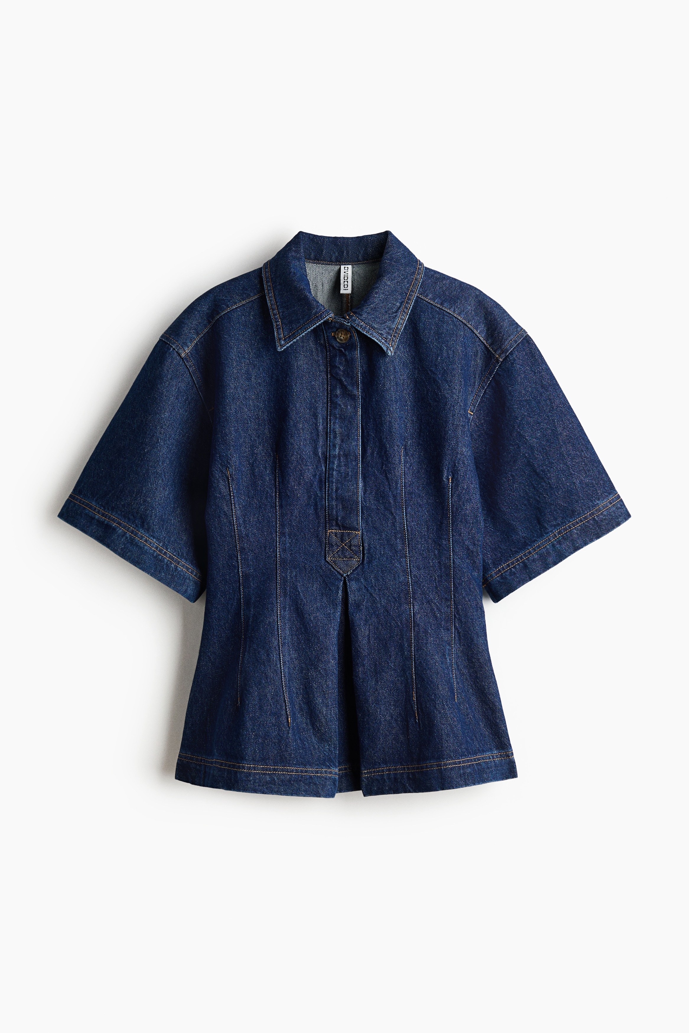 Pleated denim shirt - Denim blue/Denim blue