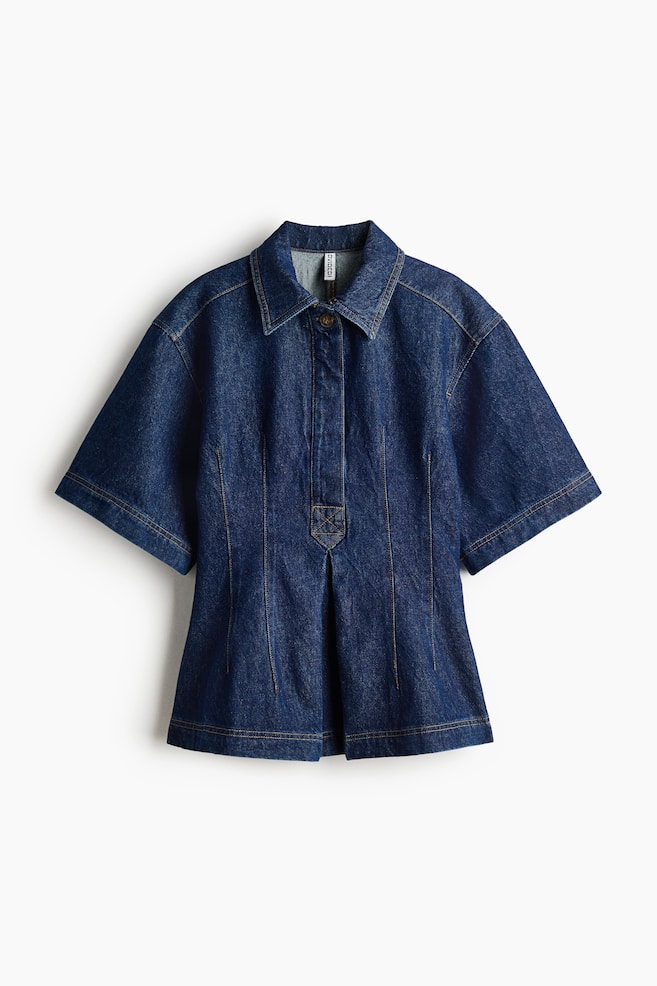 Pleated Denim Shirt - Denim blue/Denim blue - 1