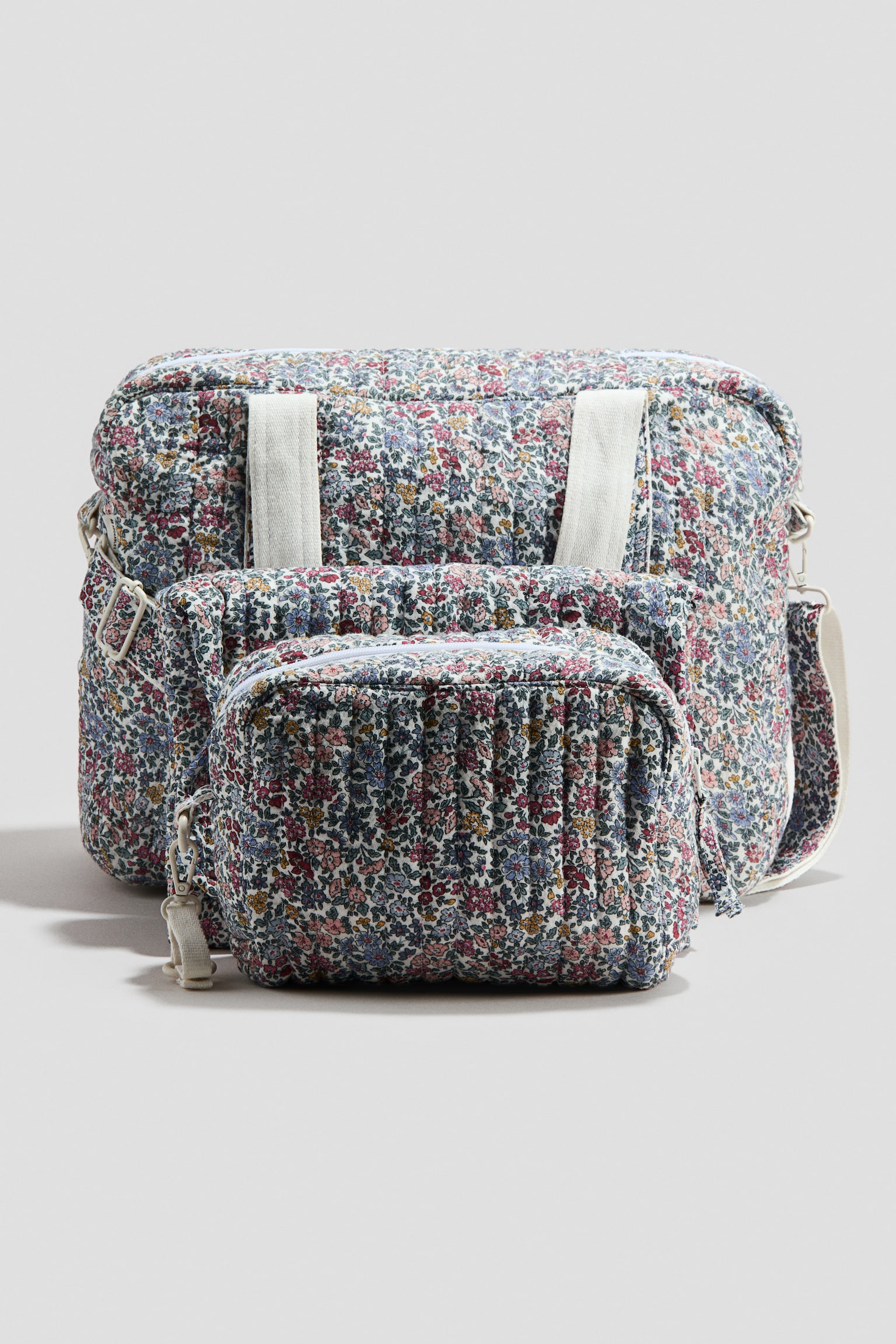 3-piece padded changing-bag set - Light blue/Floral