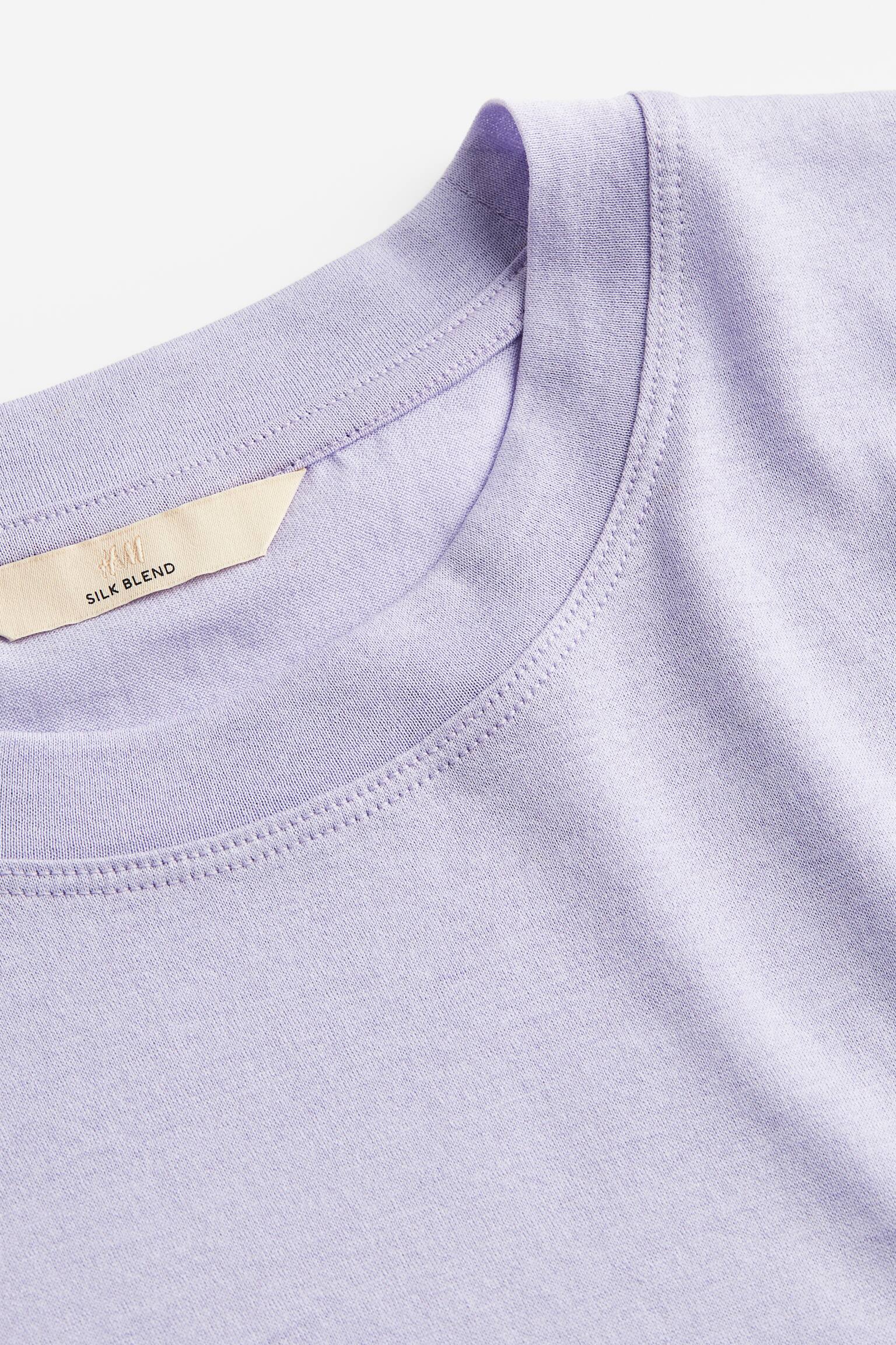 Silk-blend T-shirt - Lilac/White/Black/Dusky green - 2