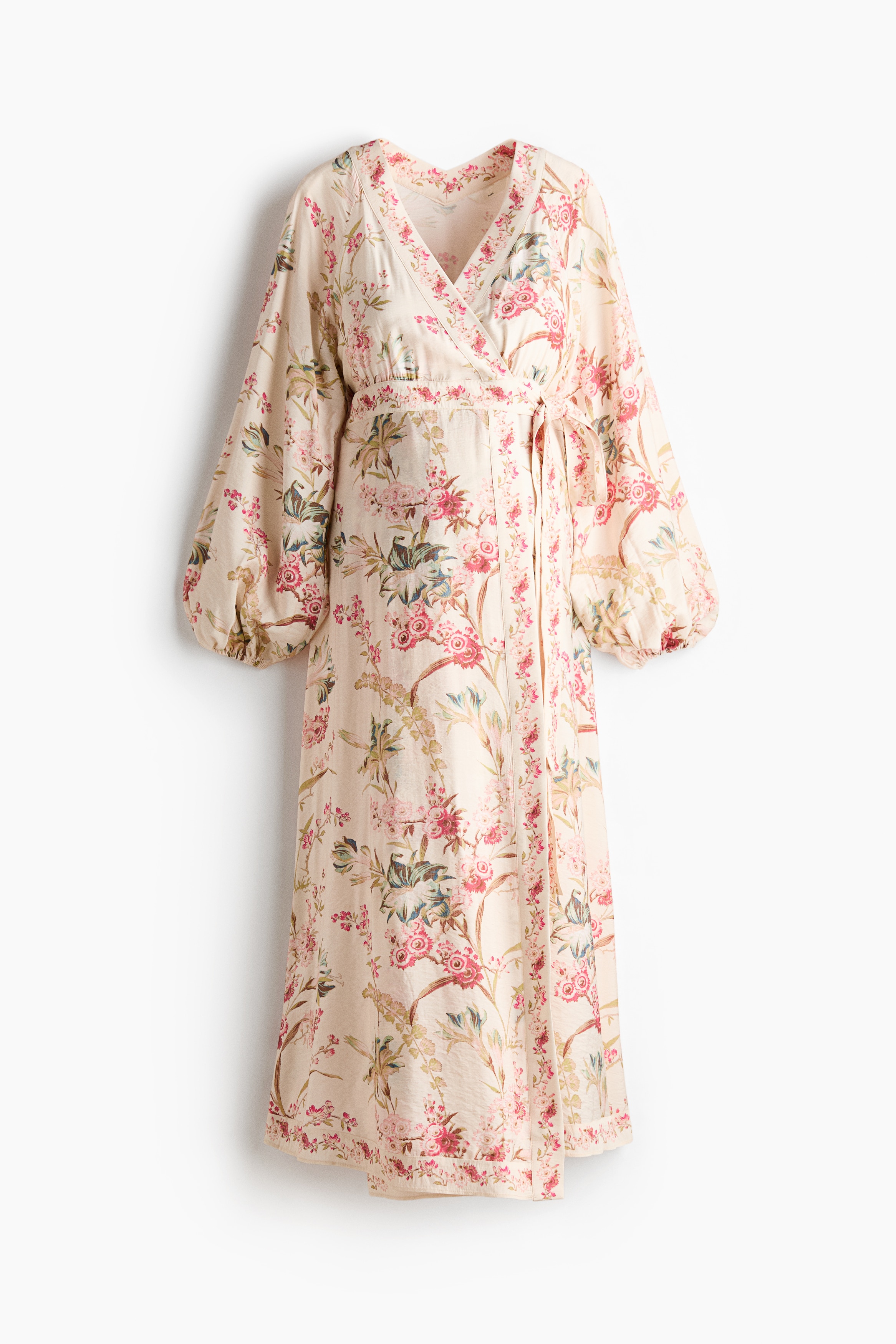MAMA Robe portefeuille - Beige clair/fleuri