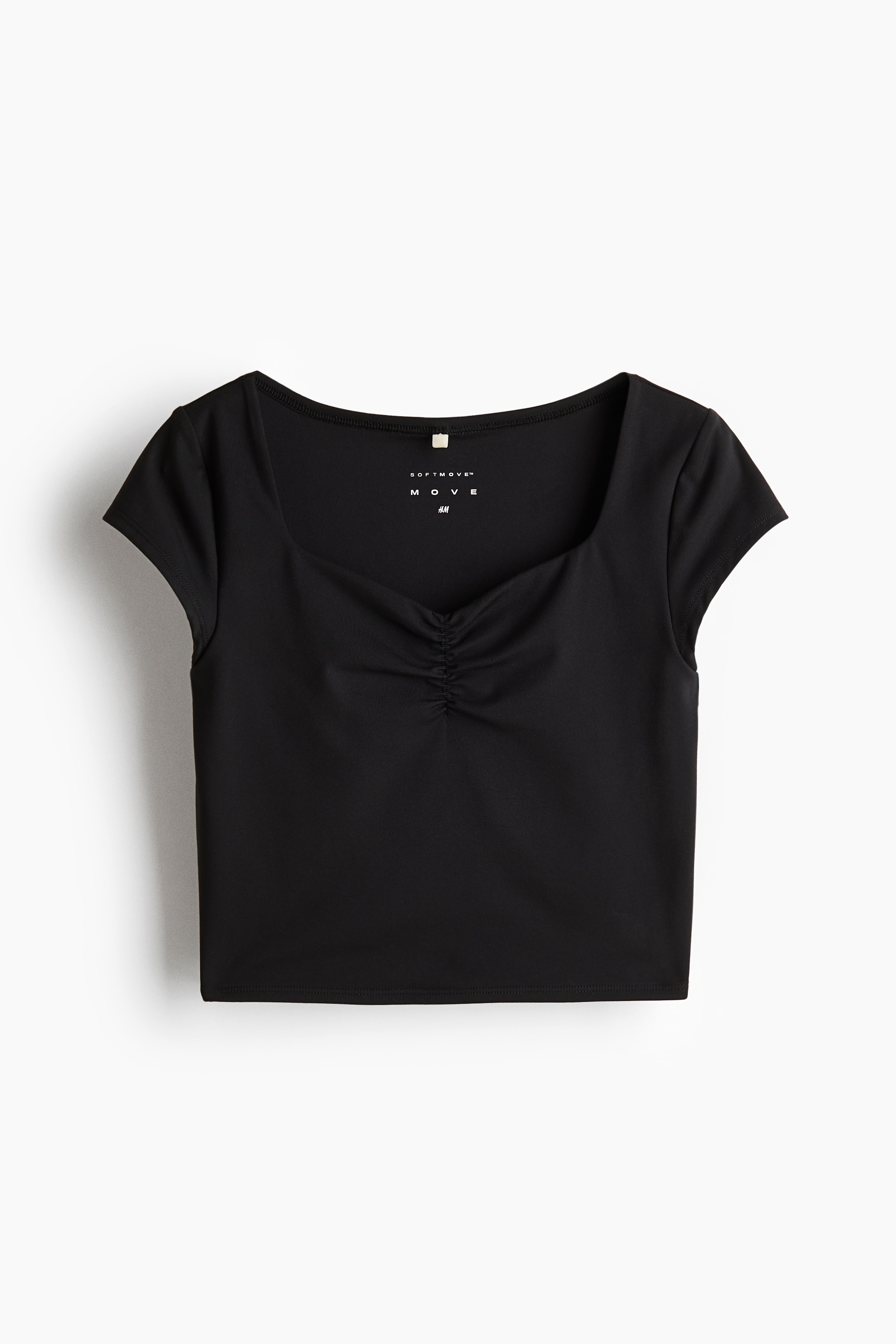 Cropped Sportshirt mit SoftMove™ - Schwarz/Cremefarben