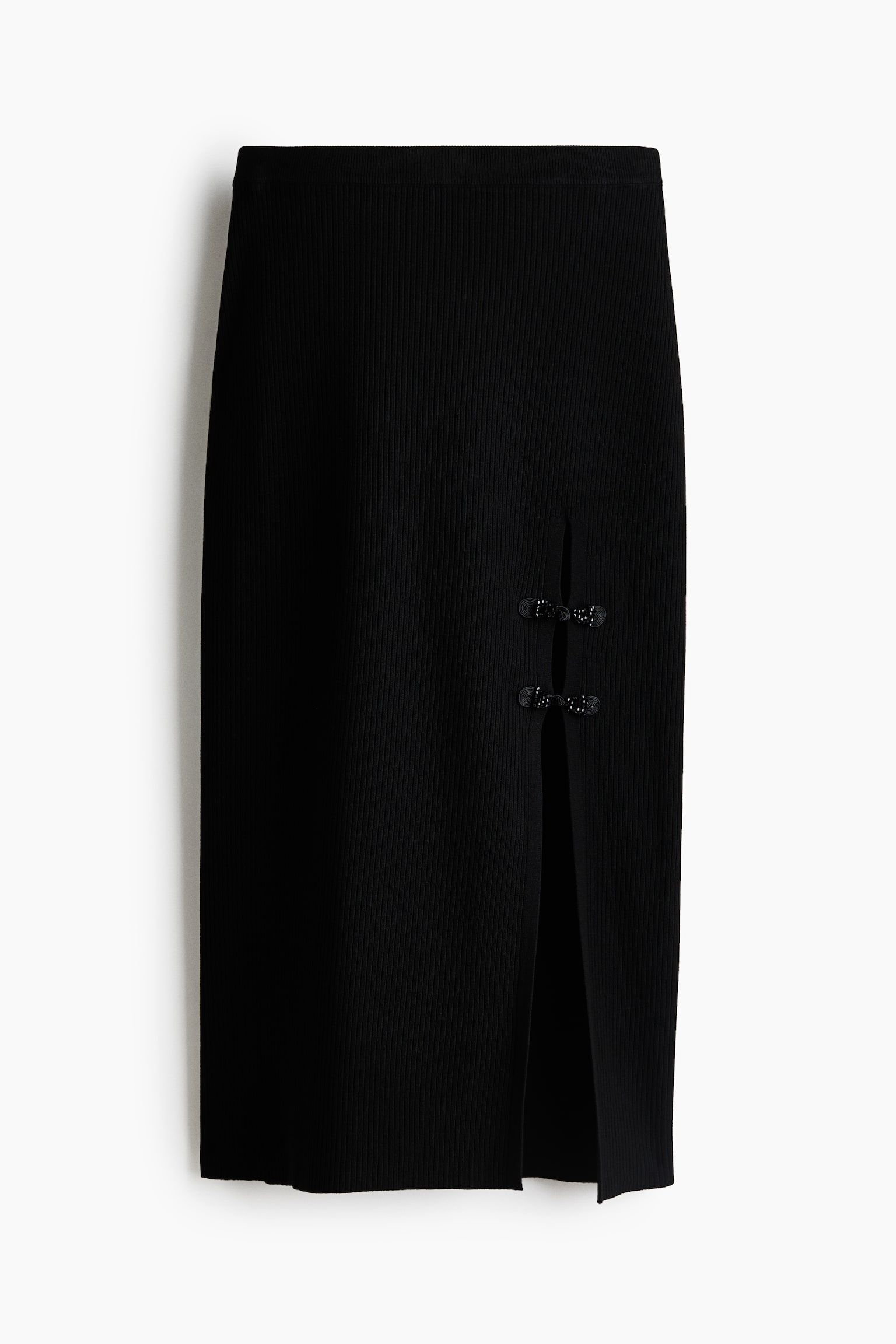 Женская юбка H&M Rib-Knit Knot-Button, цвет: Чёрный
