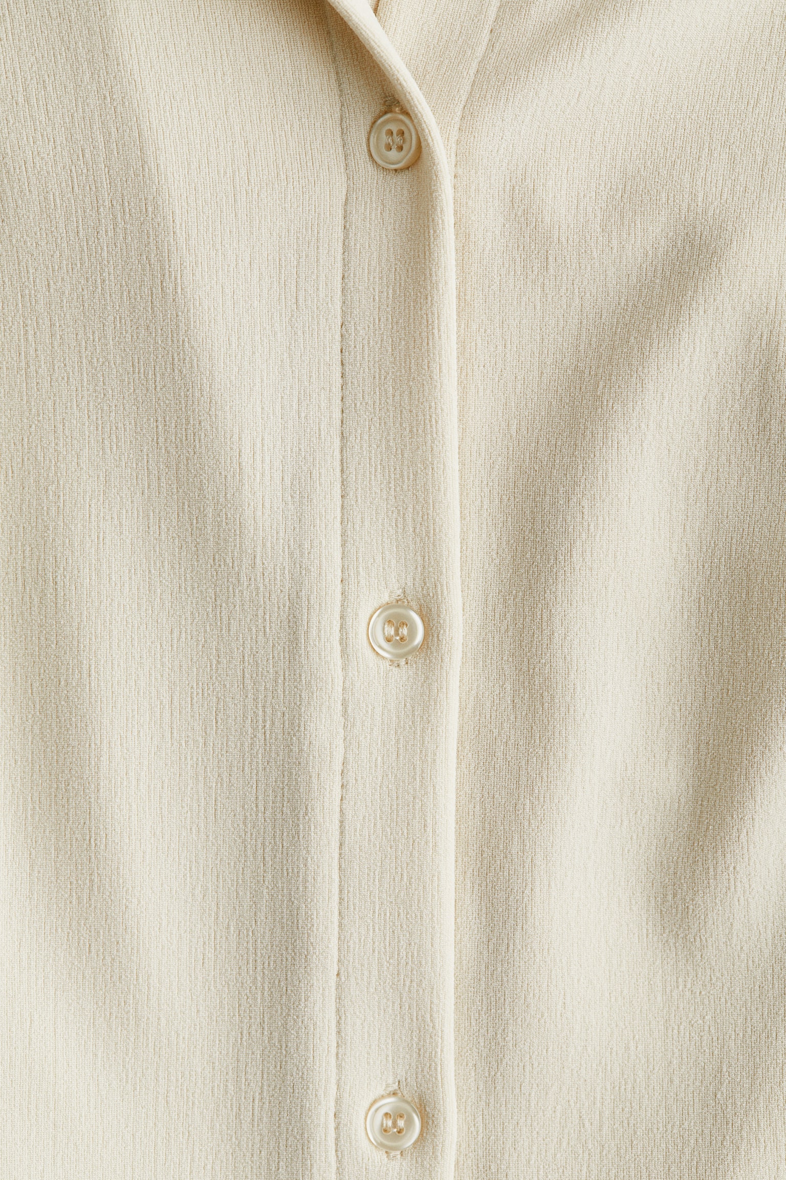 荷葉浪邊平紋襯衫 - 淺米色/黑色 - 3