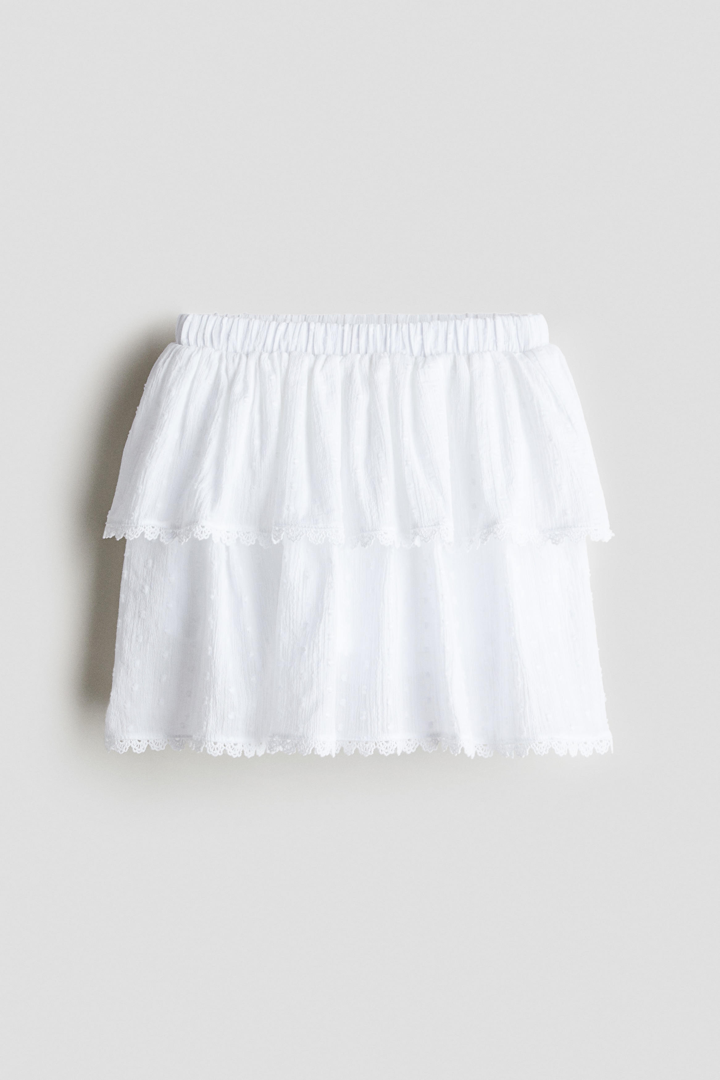 Jupe-short à étages en coton - Blanc/Bleu clair
