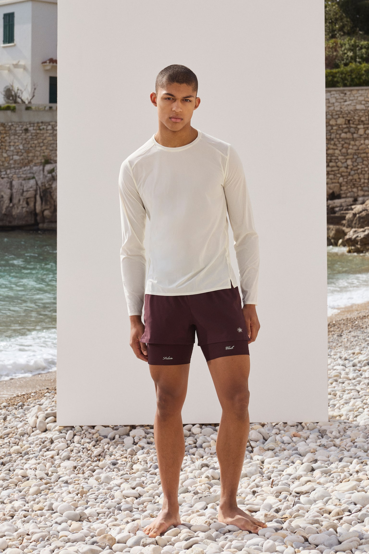 Langarm-Sportshirt mit CoolMove™ - Elfenbein/Dunkles Pflaumenlila/Sonne - 1