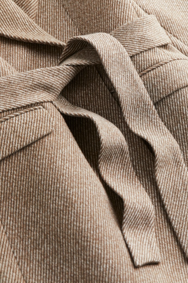 Tie-belt wrapover blazer - Beige/Striped - 6