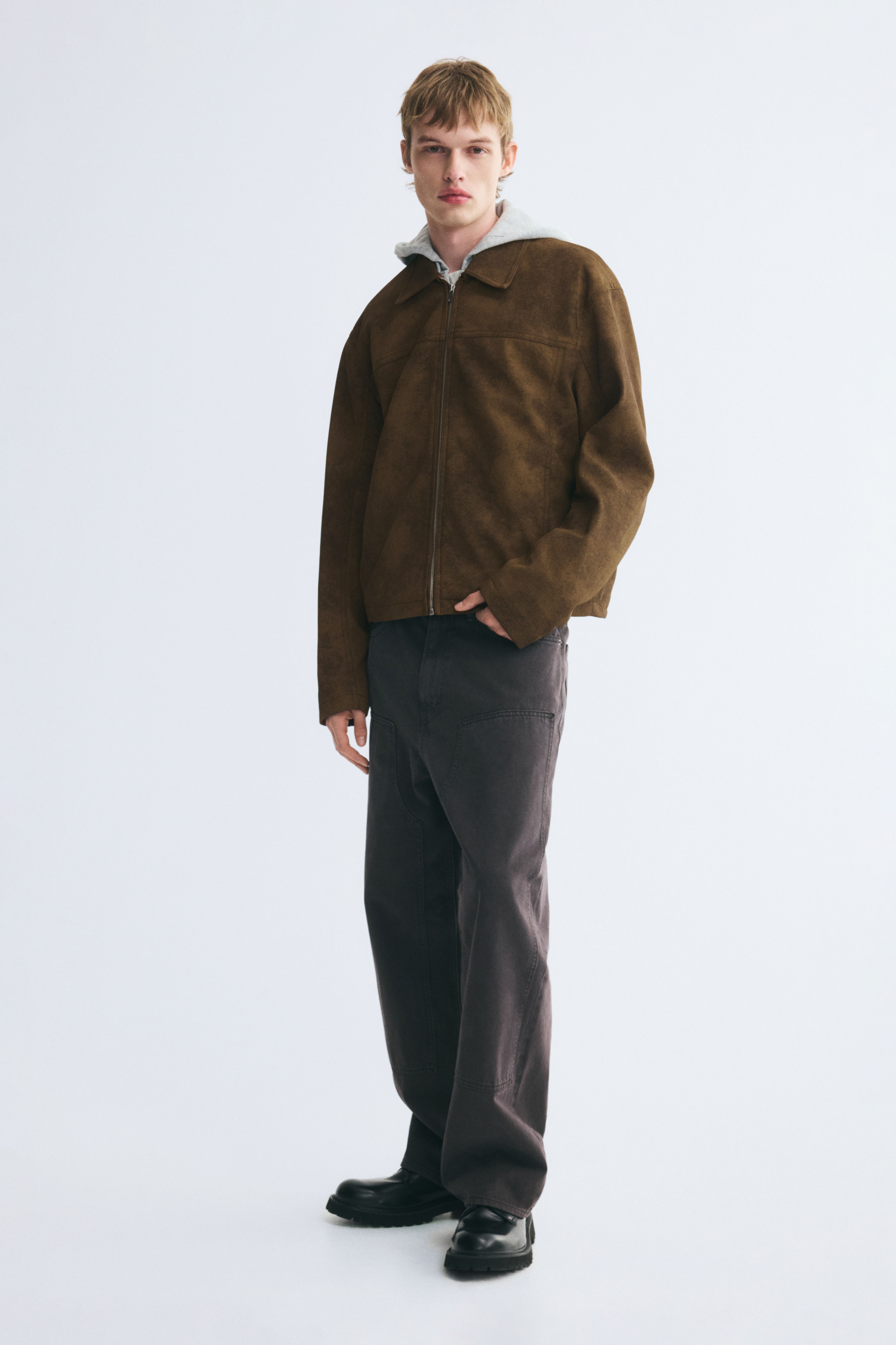 Napped zip-through jacket