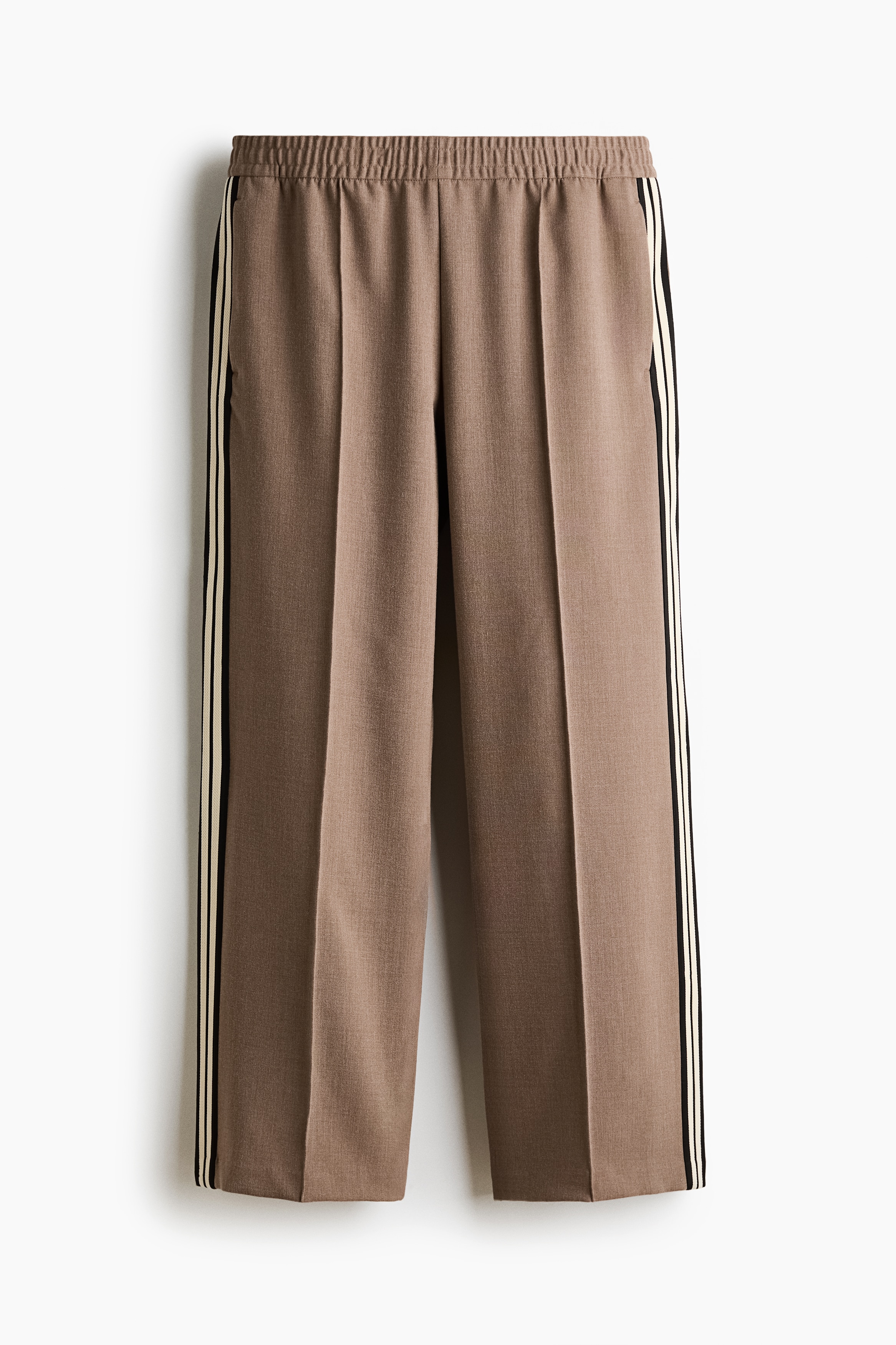 Relaxed-Fit Pants - Light brown/striped/Dark gray melange/striped