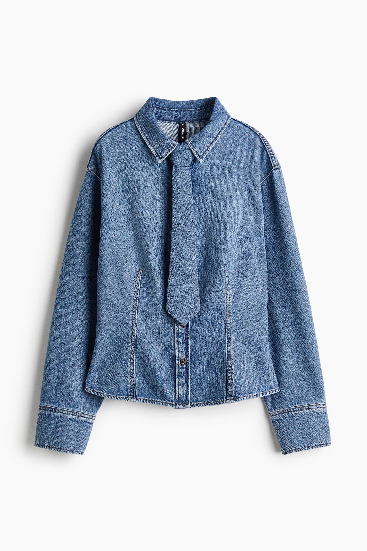 Tie-detail denim shirt - Denim blue