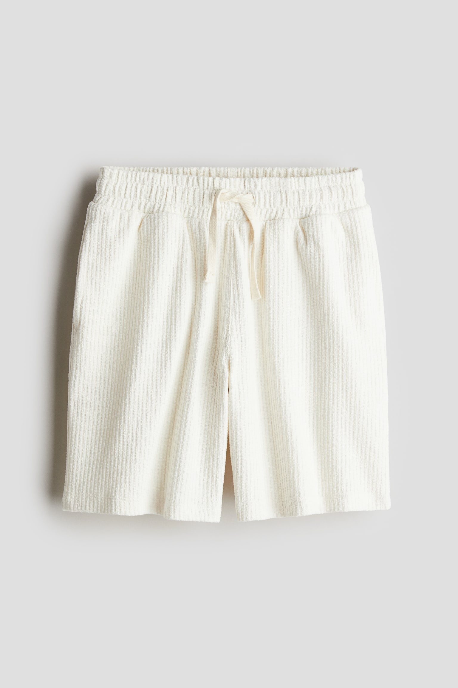 Textured-knit shorts - White/Brown/Light dusty green - 1