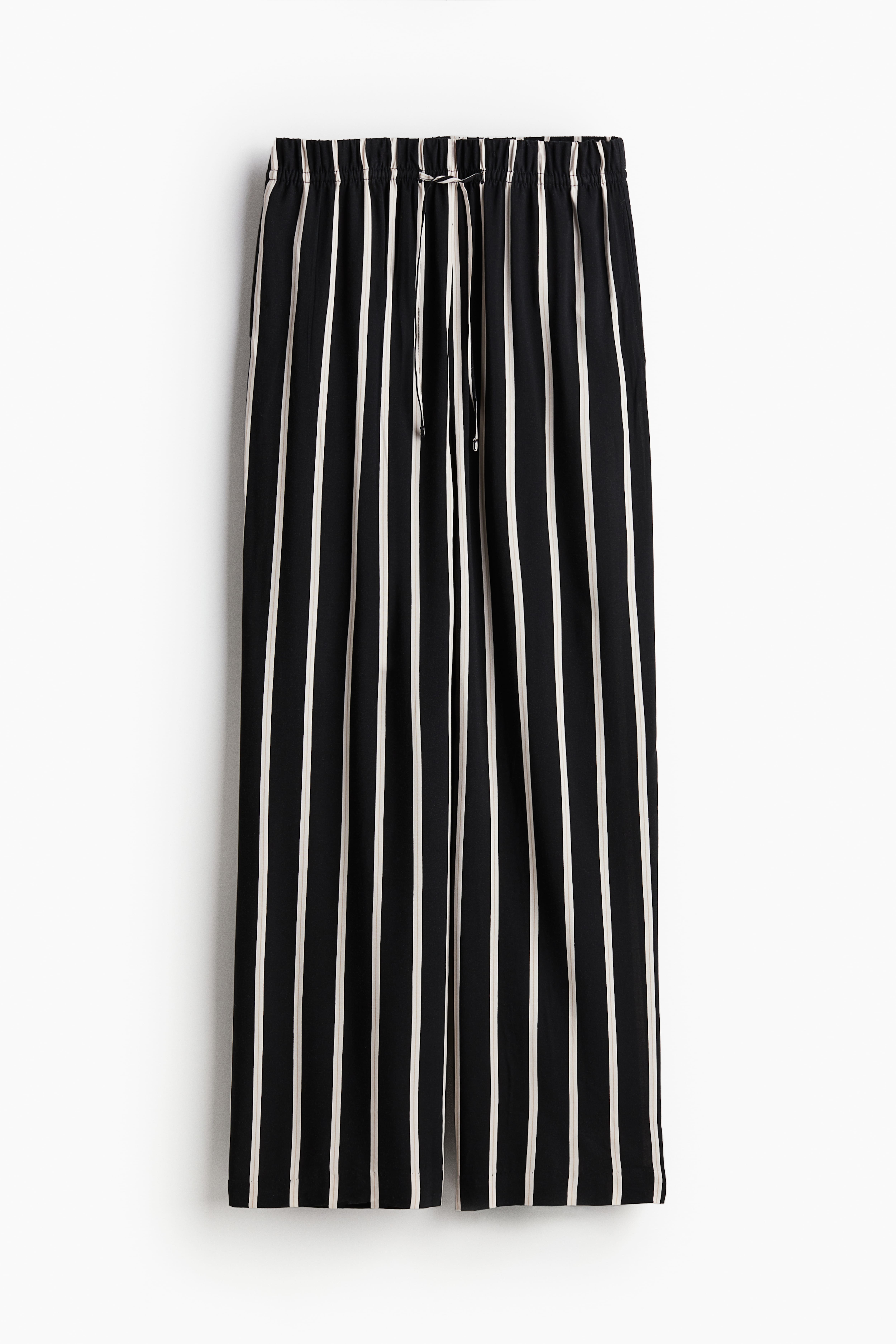 Wide pull on trousers Black Striped Ladies H M GB