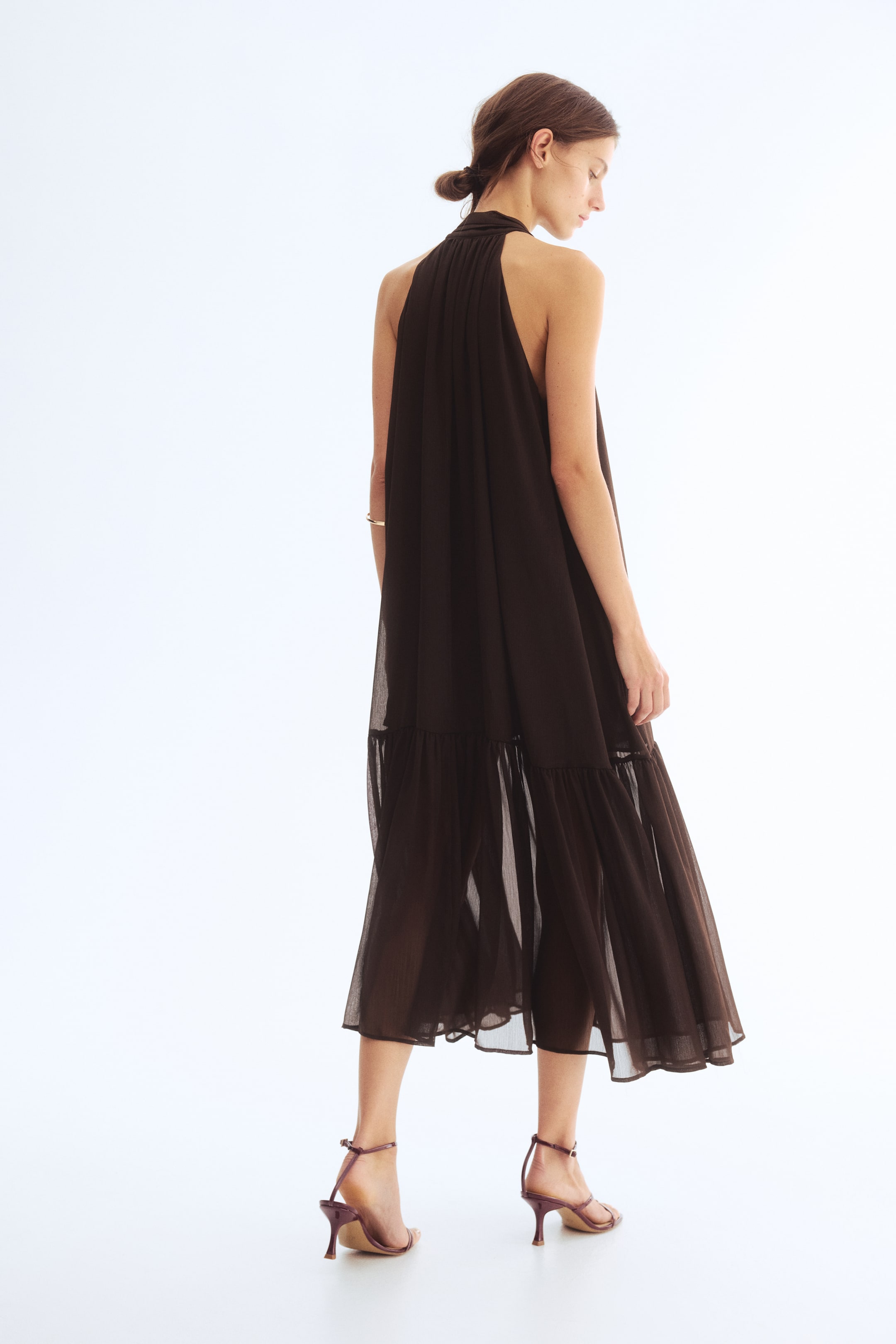 View larger image: Bow-collar maxi dress - Dark brown - Ladies | H&M IN 3