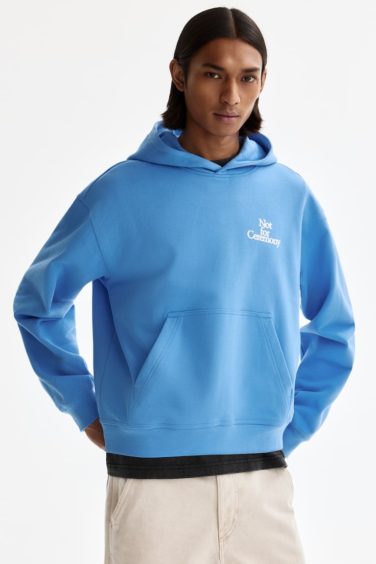 Felpa con cappuccio Loose Fit con motivo - Azzurro/Not for Ceremony - UOMO | H&M IT