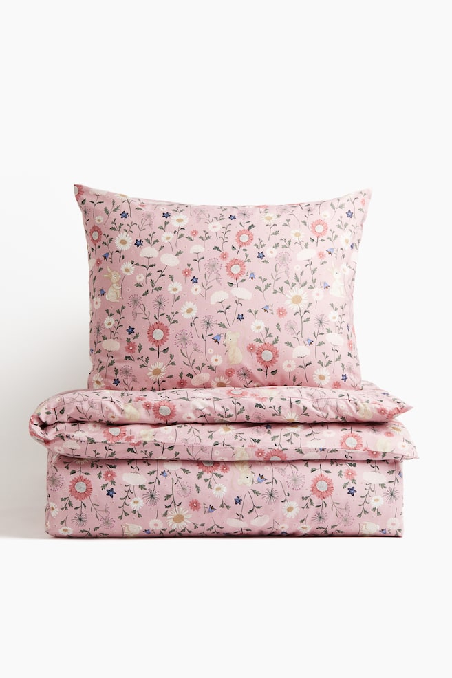 Patterned single duvet cover set - Light pink/Patterned - 3