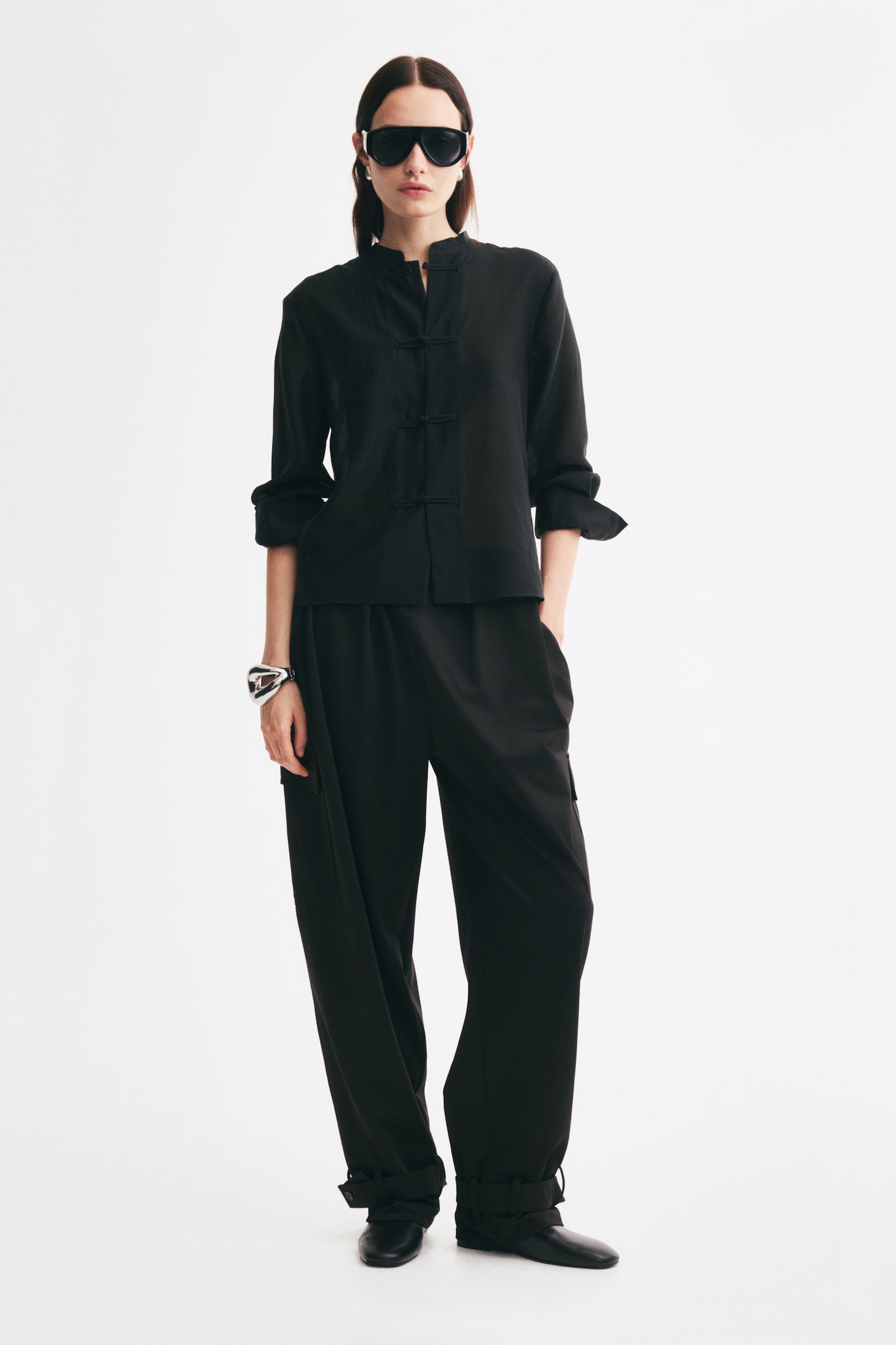 Женская рубашка H&M Knot-Button, цвет: Чёрный — фото 4