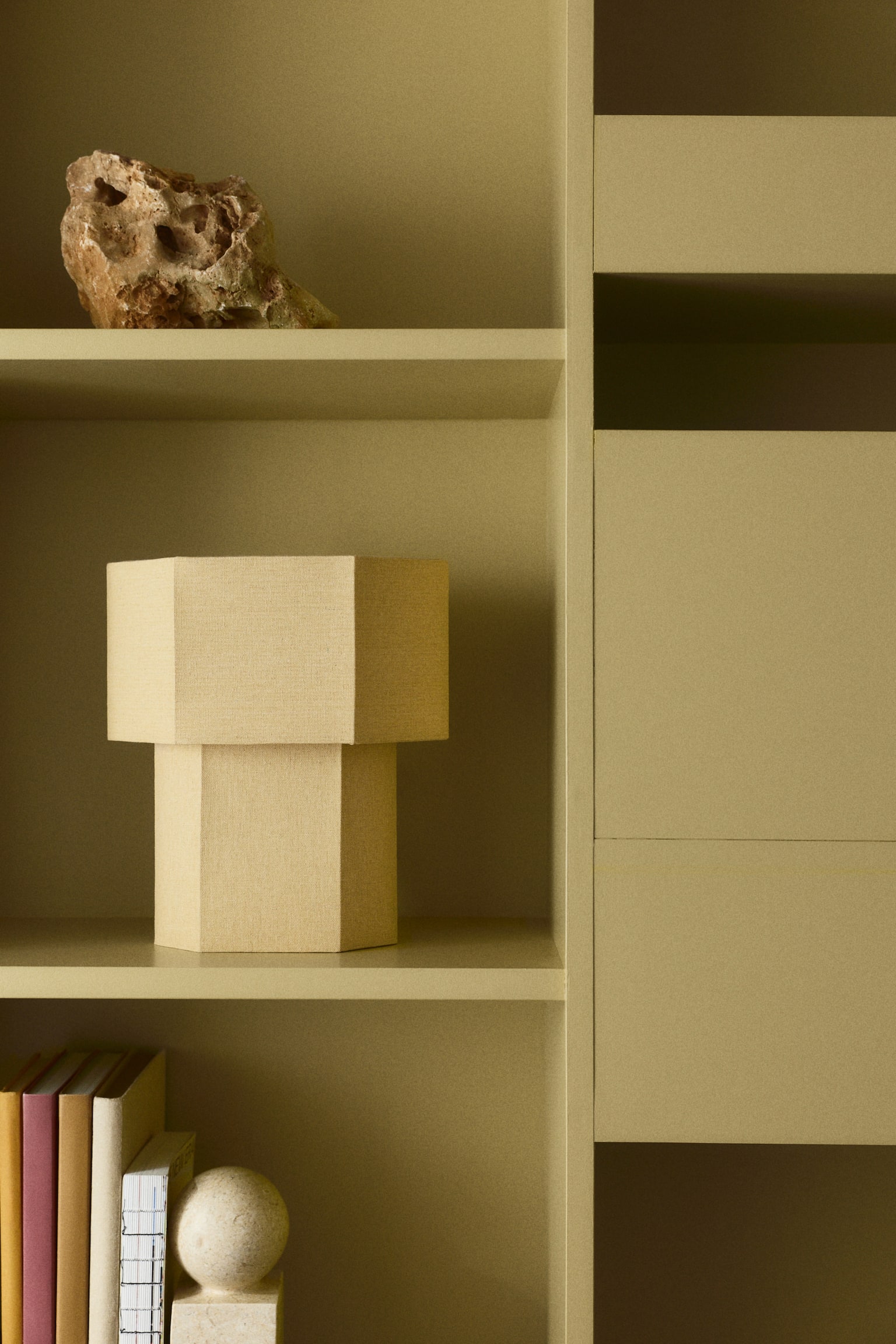 Lampe de table hexagonale - Jaune/Beige clair - 1