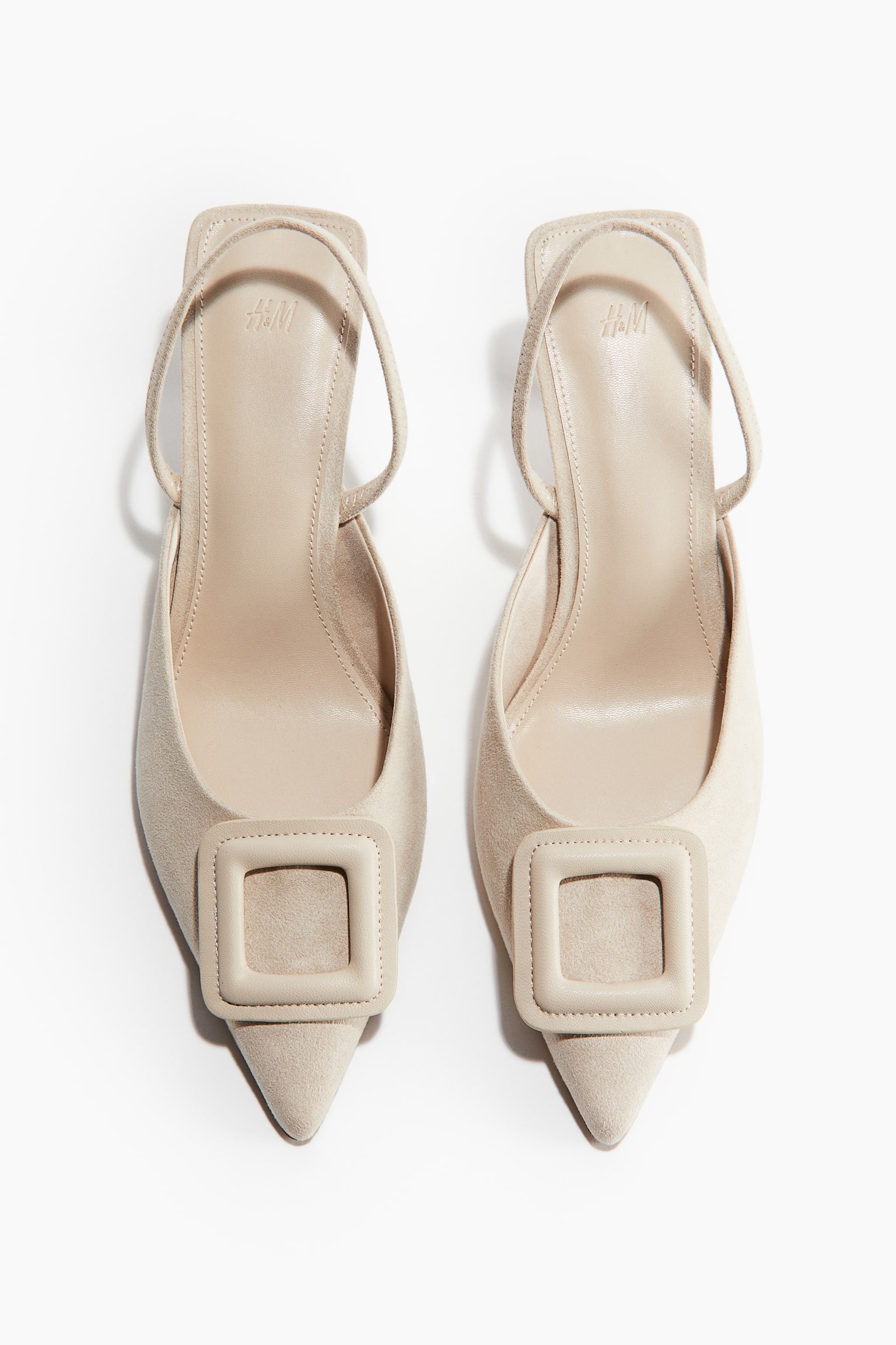 Pointed Slingback High Heels - Light beige/Black - 3