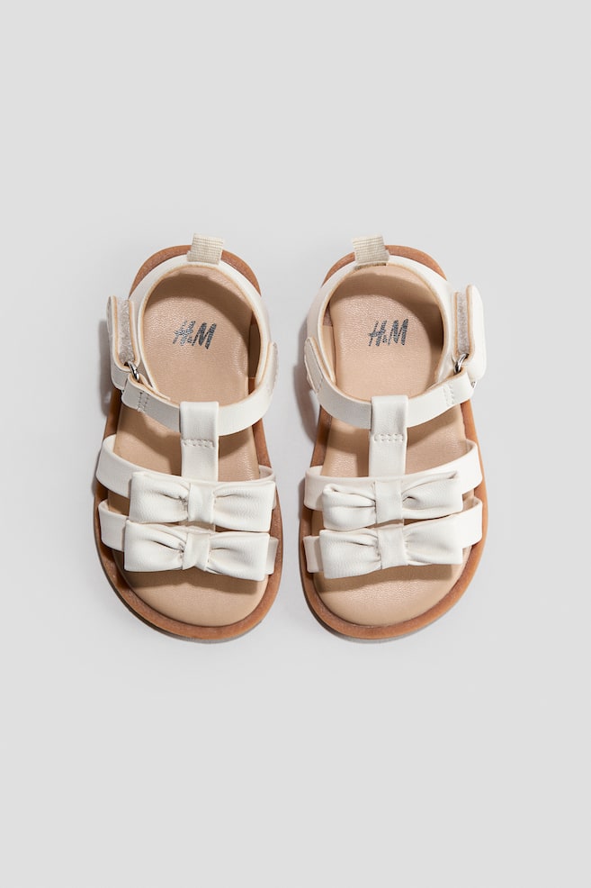 Appliquéd Strappy Sandals - White/Light pink/Beige/leopard print/Cream/butterfly - 1