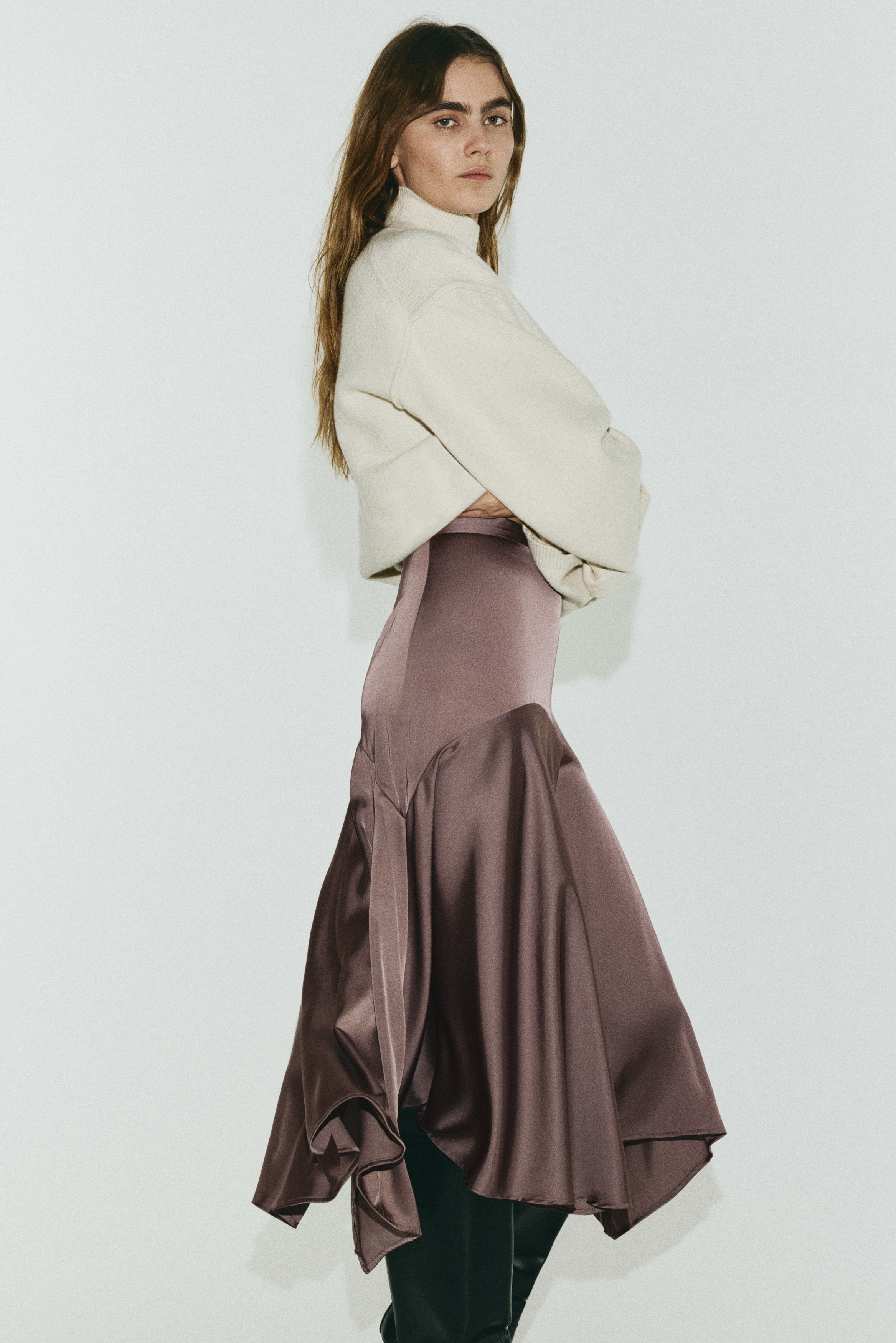 Satin twill skirt