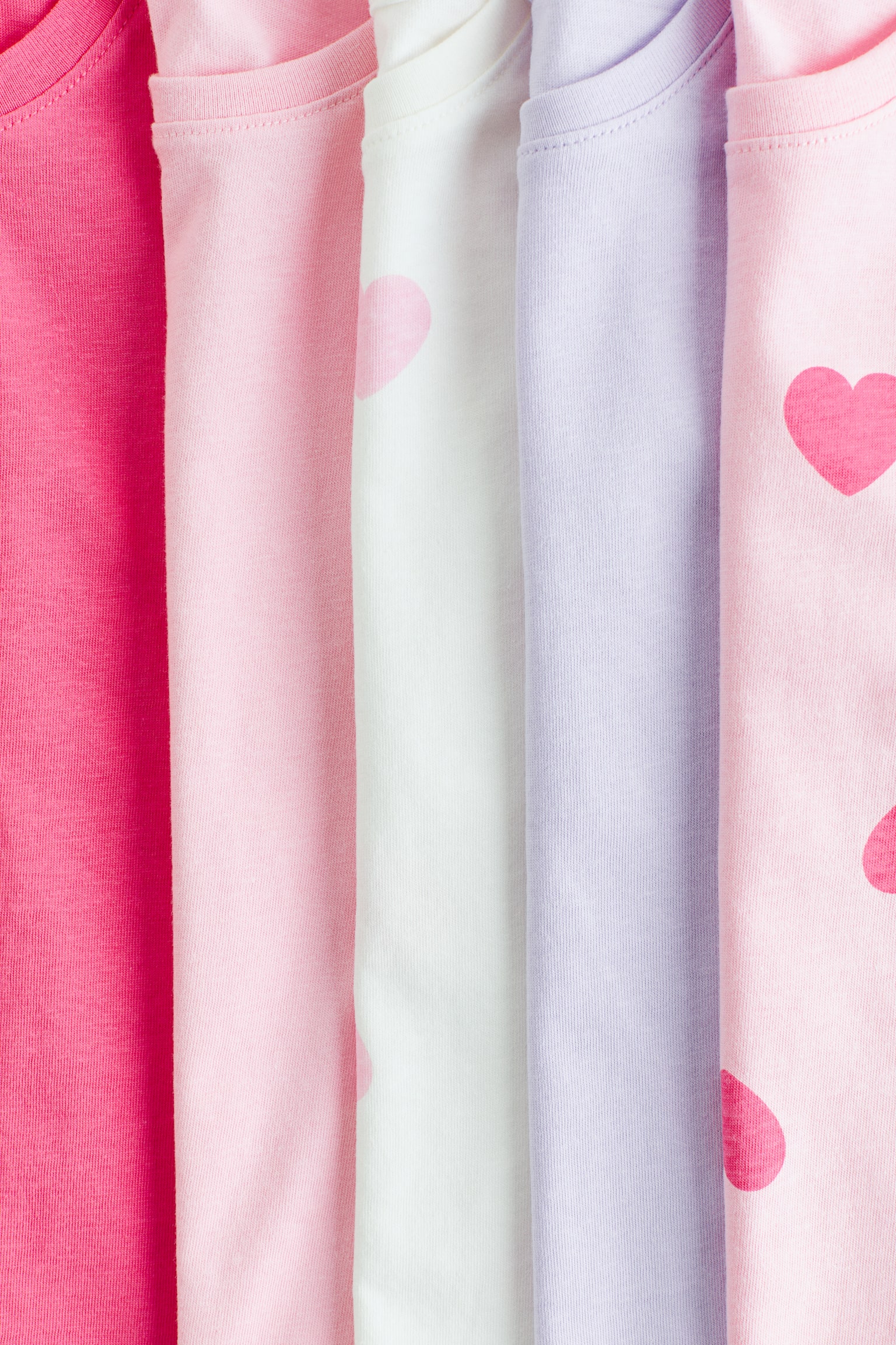 5-pack T-shirts - Light pink/Hearts/Light pink/Light green/Yellow/Dark grey/Leopard print/Light pink/Cherries/Pink/White/Beige/Light pink/Hearts/White/Polka dot/Light purple/Light green/Purple/Beige/Green - 2