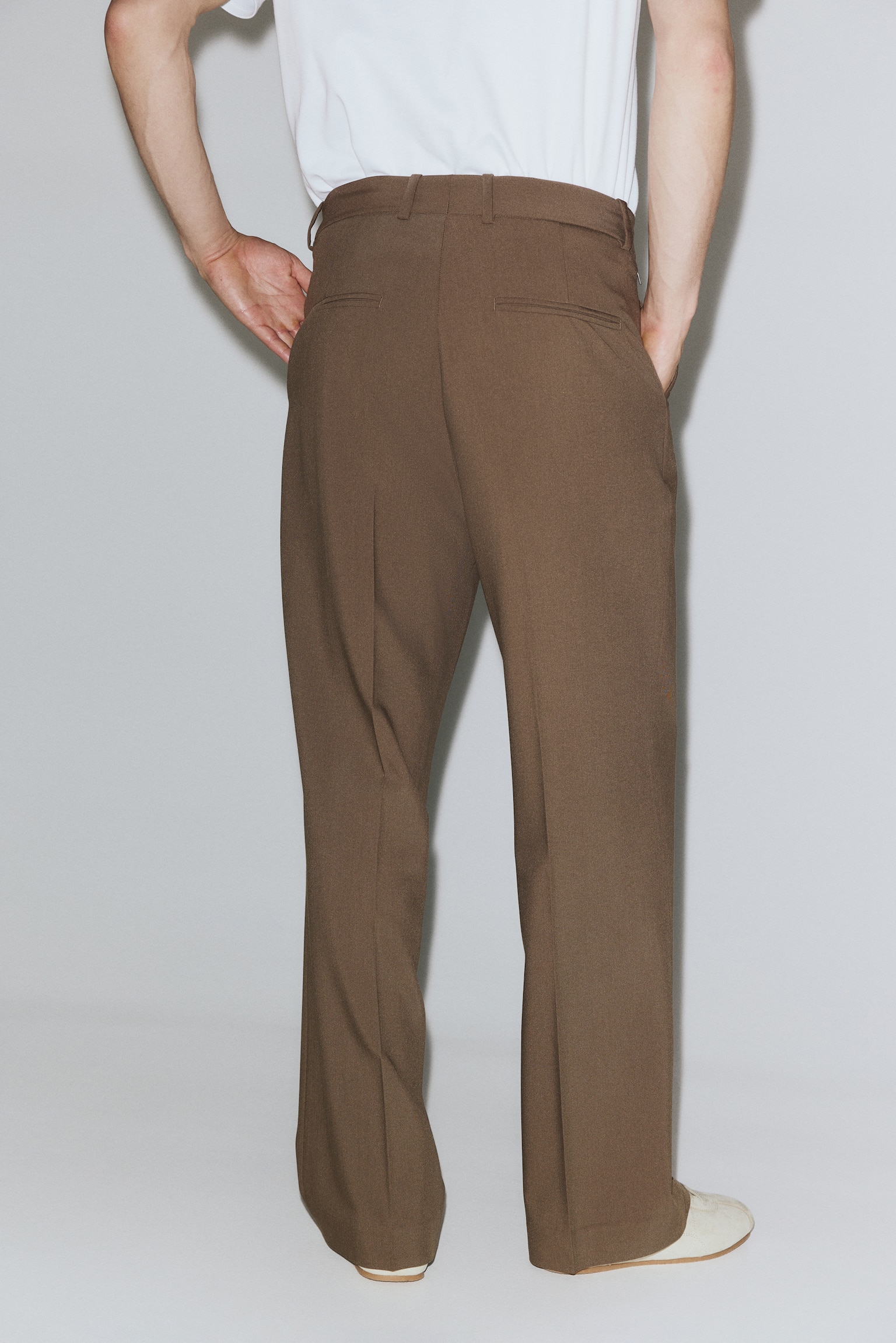 Four-way stretch Wide Tailored trousers - Light brown - 5