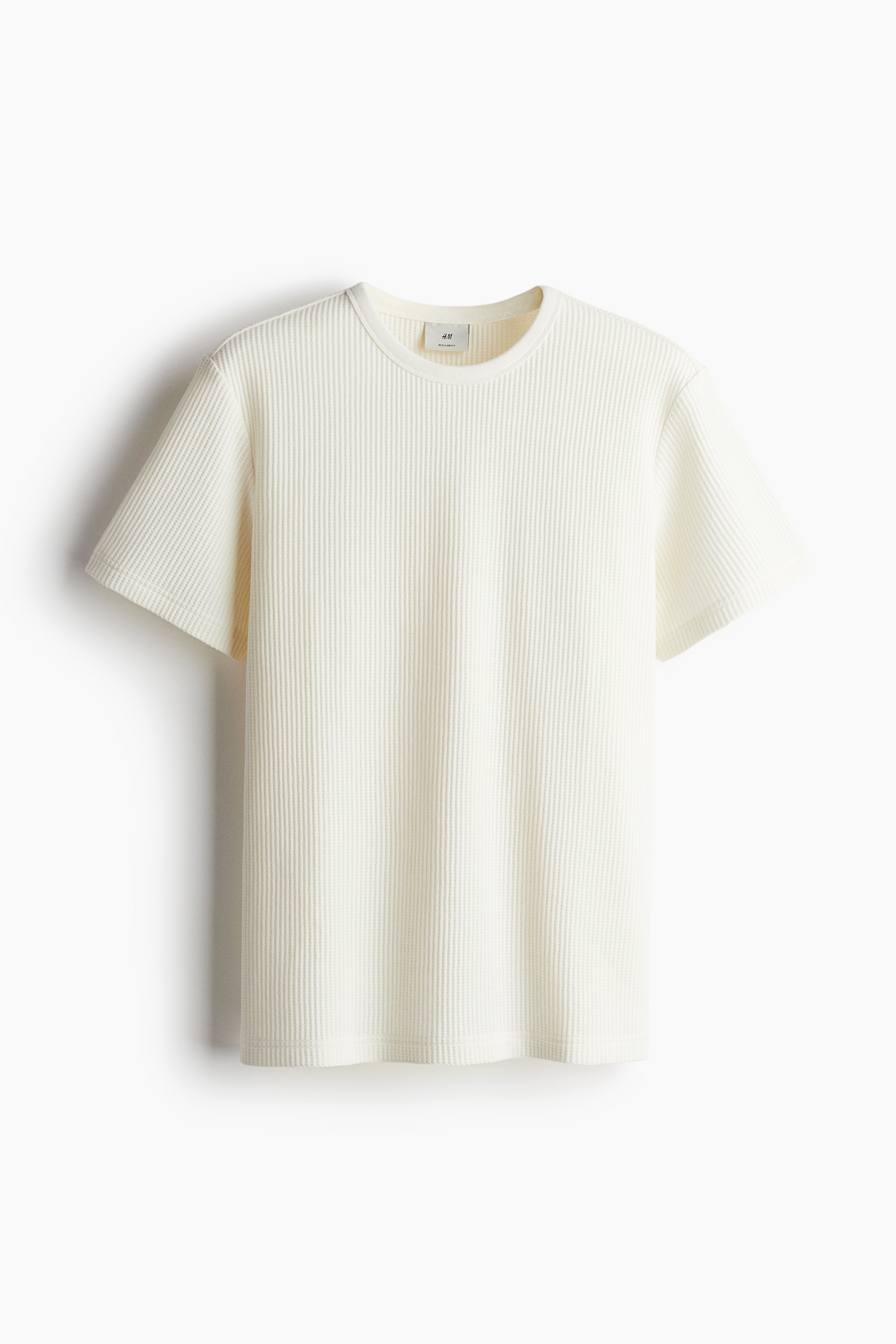 Regular Fit Waffled T-shirt - Cream - Men | H&M US