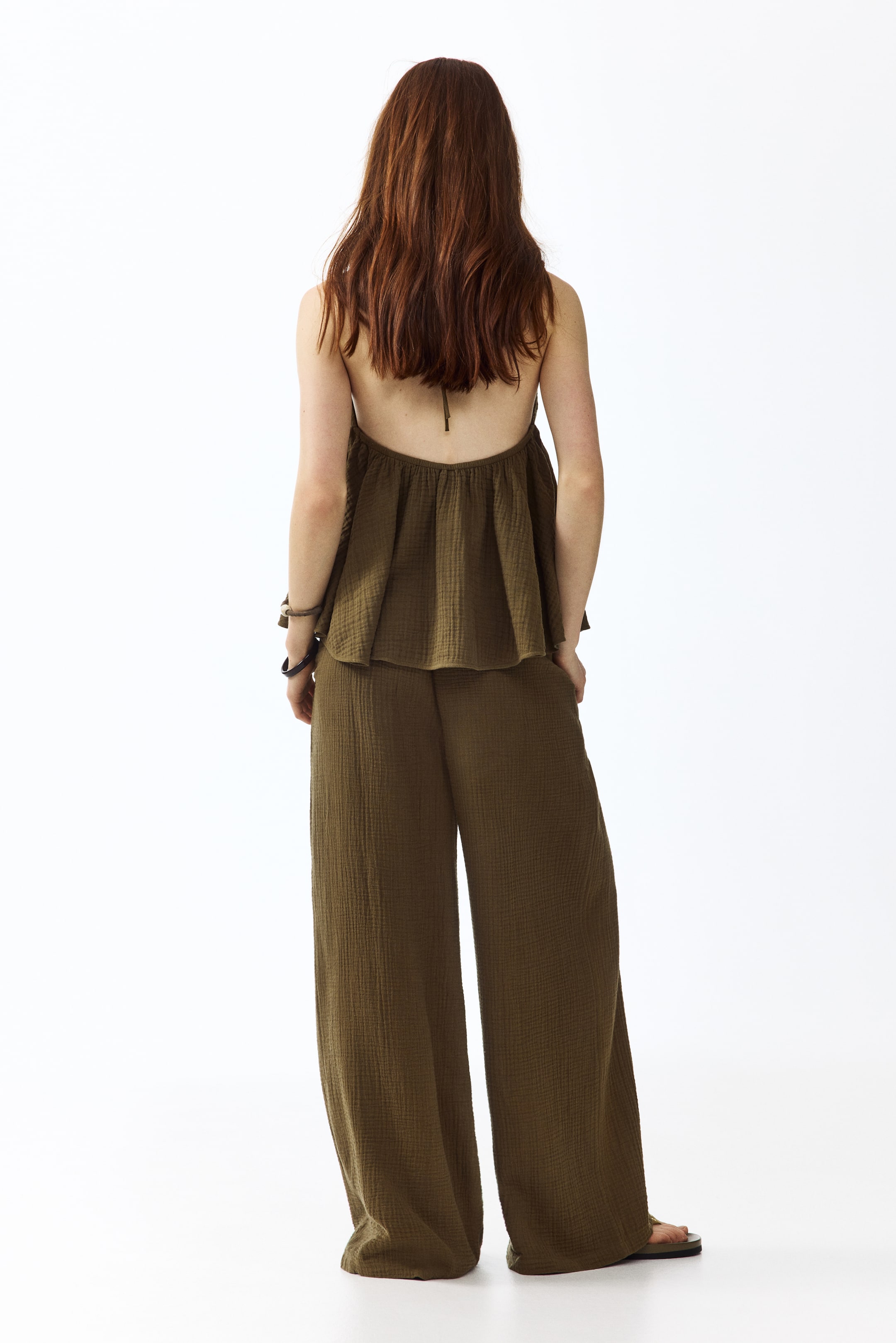 Pantalon droit en mousseline