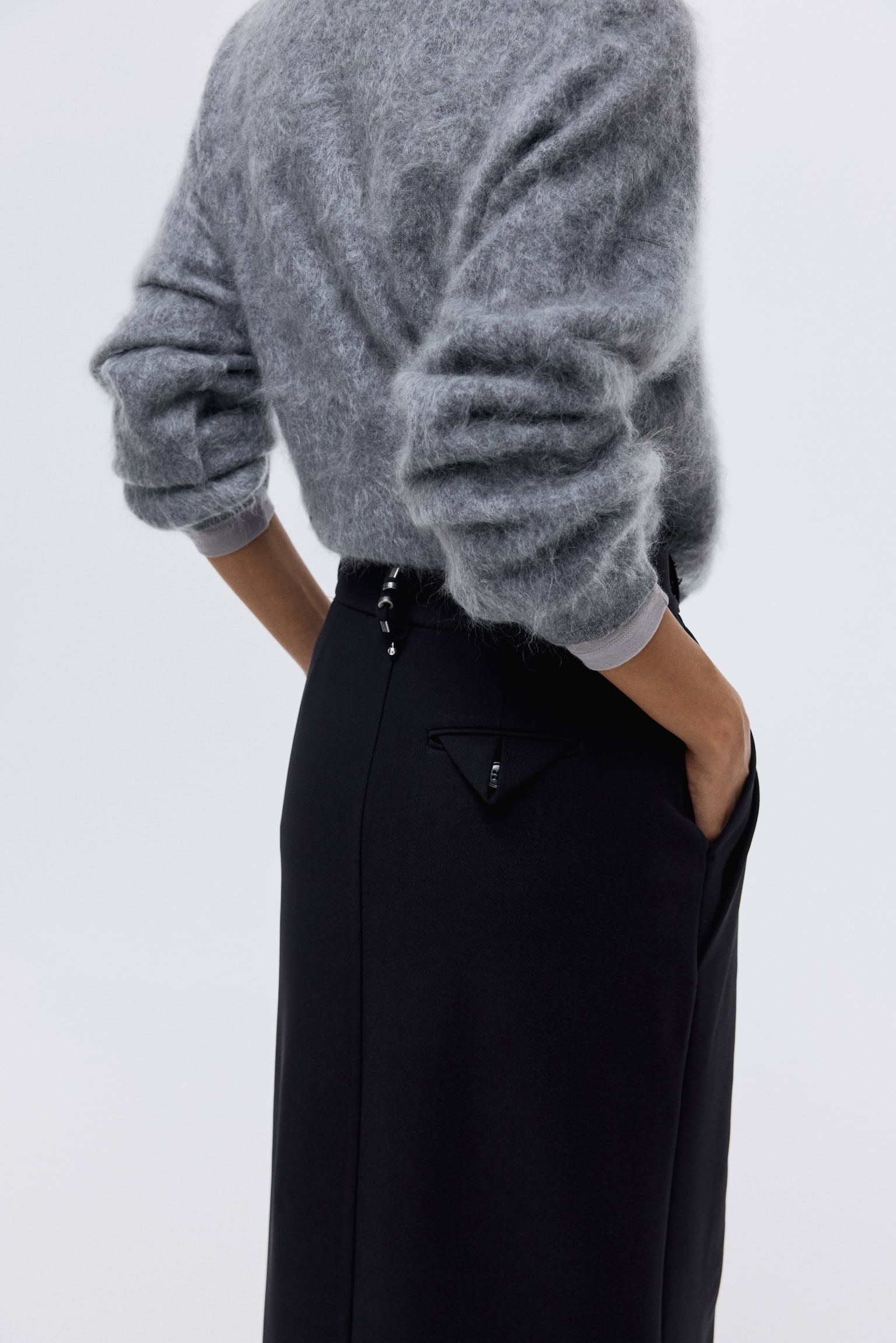 Rivet-detail pencil skirt - Black - 7