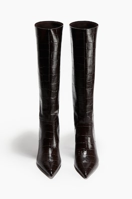 Bottes Femme Carlo Alberto En Daim Et Cuir Croco Marron - Taille US 6 M - Occasion
