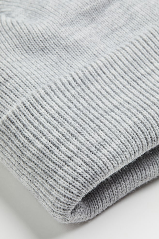 Rib-knit pompom hat - Light grey marl/Light pink/Black/White/Patterned/dc - 3
