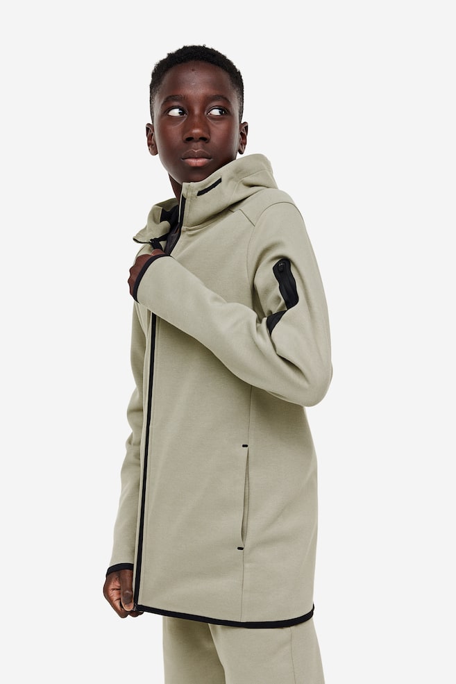 DryMove™ hoodie med lynlås - Lys kakigrøn/Mørkegråmeleret - 5