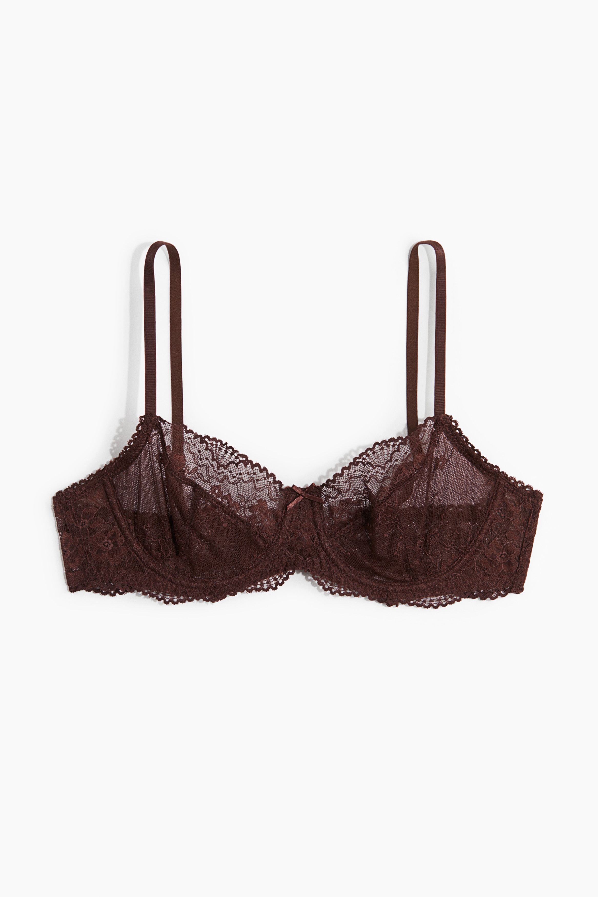 Δαντελένιο σουτιέν με μπανέλα - Σκούρο καφέ/Μαύρο