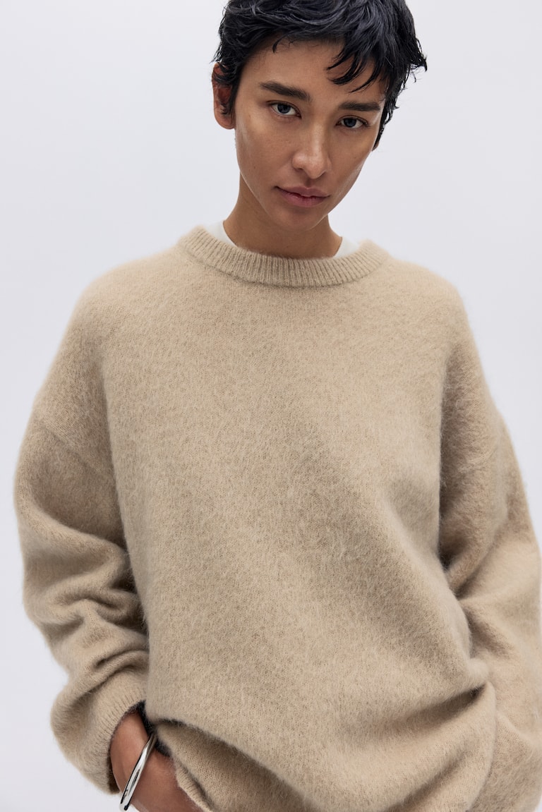 Oversized mohair-blend jumper Beige Ladies H&M IN