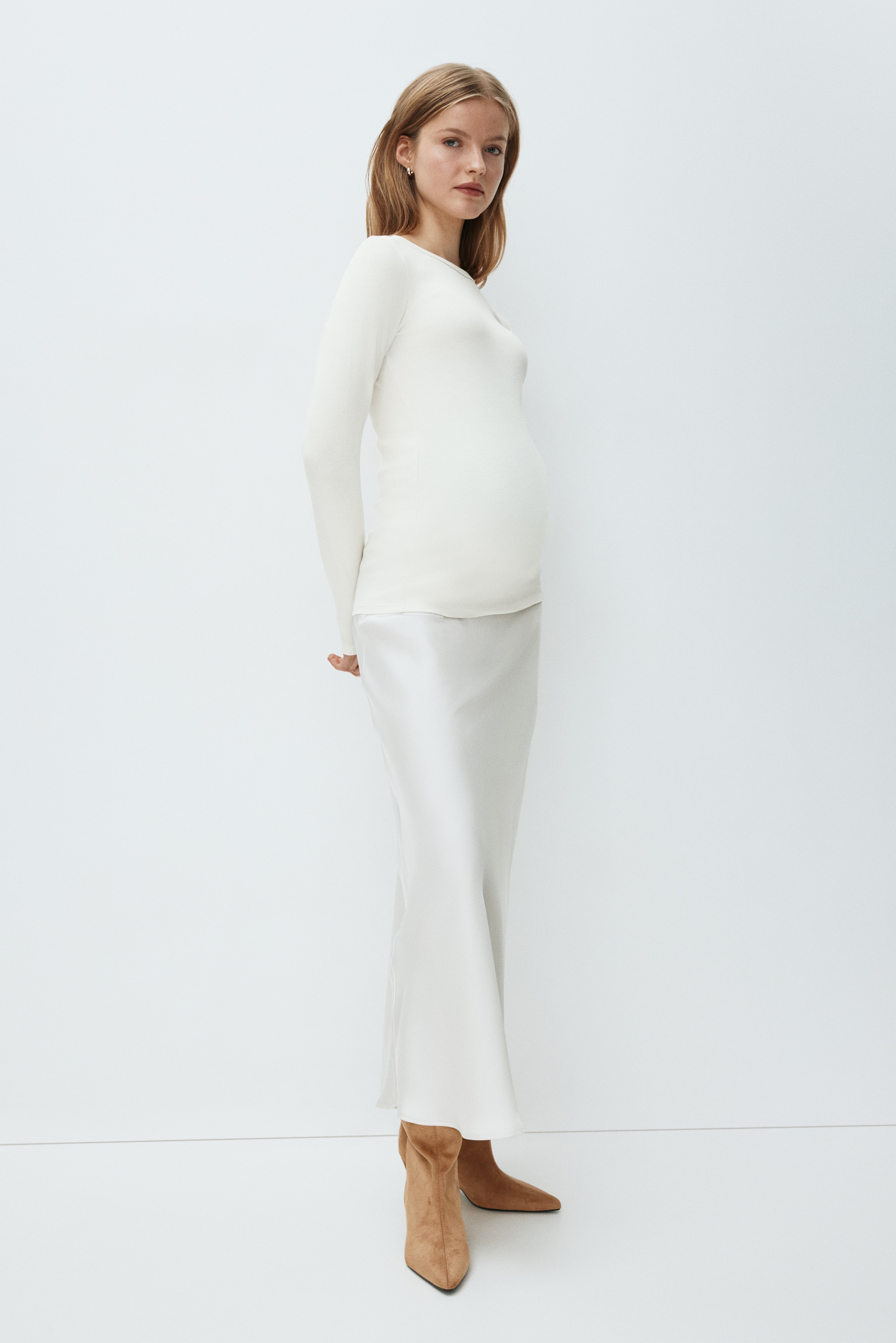 MAMA Top en jersey côtelé - Crème/Beige clair chiné/Rouge vif/Noir/Rose ancien/Bordeaux/Vert clair/Rose clair