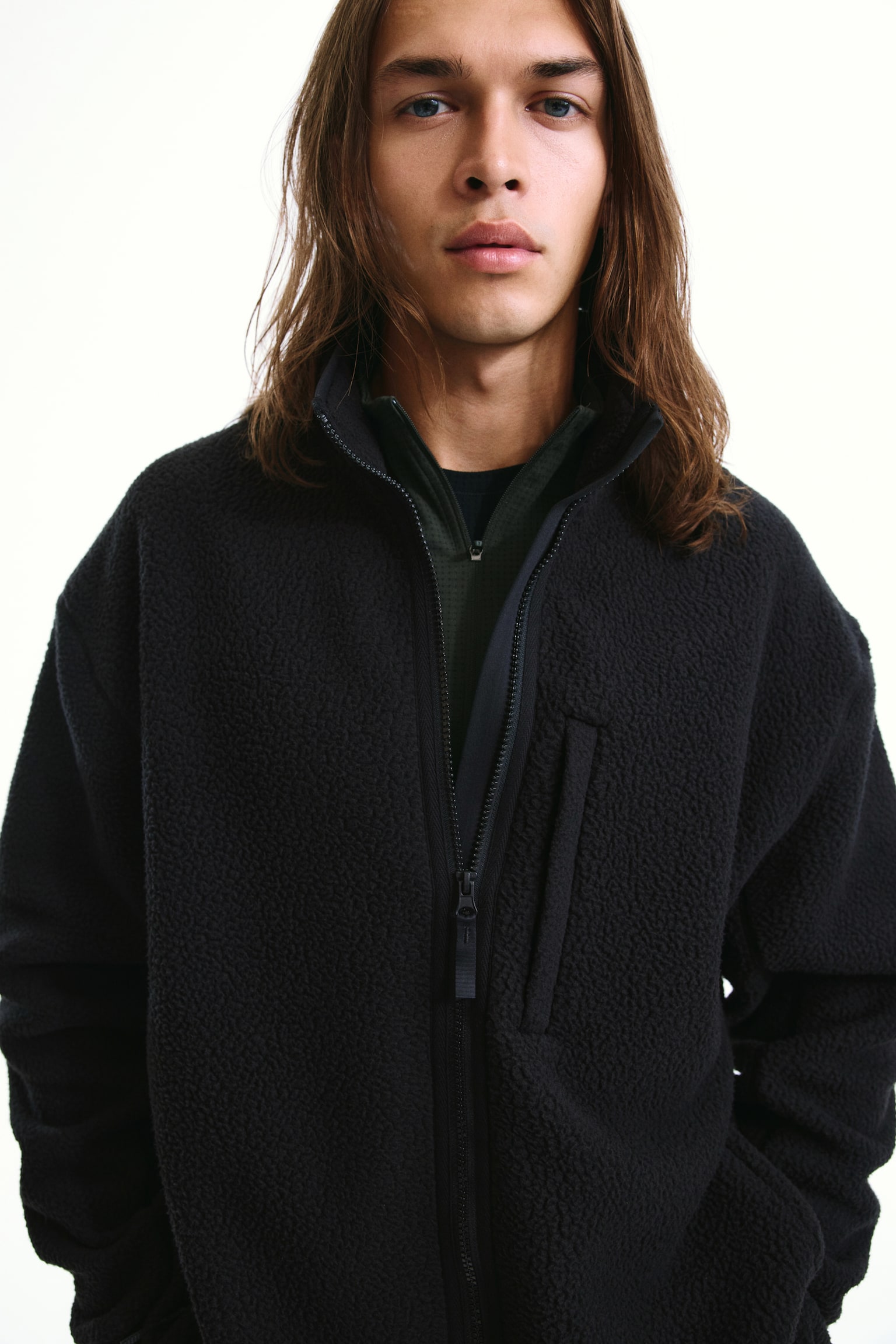 Regular Fit Teddy jacket - Black - 1