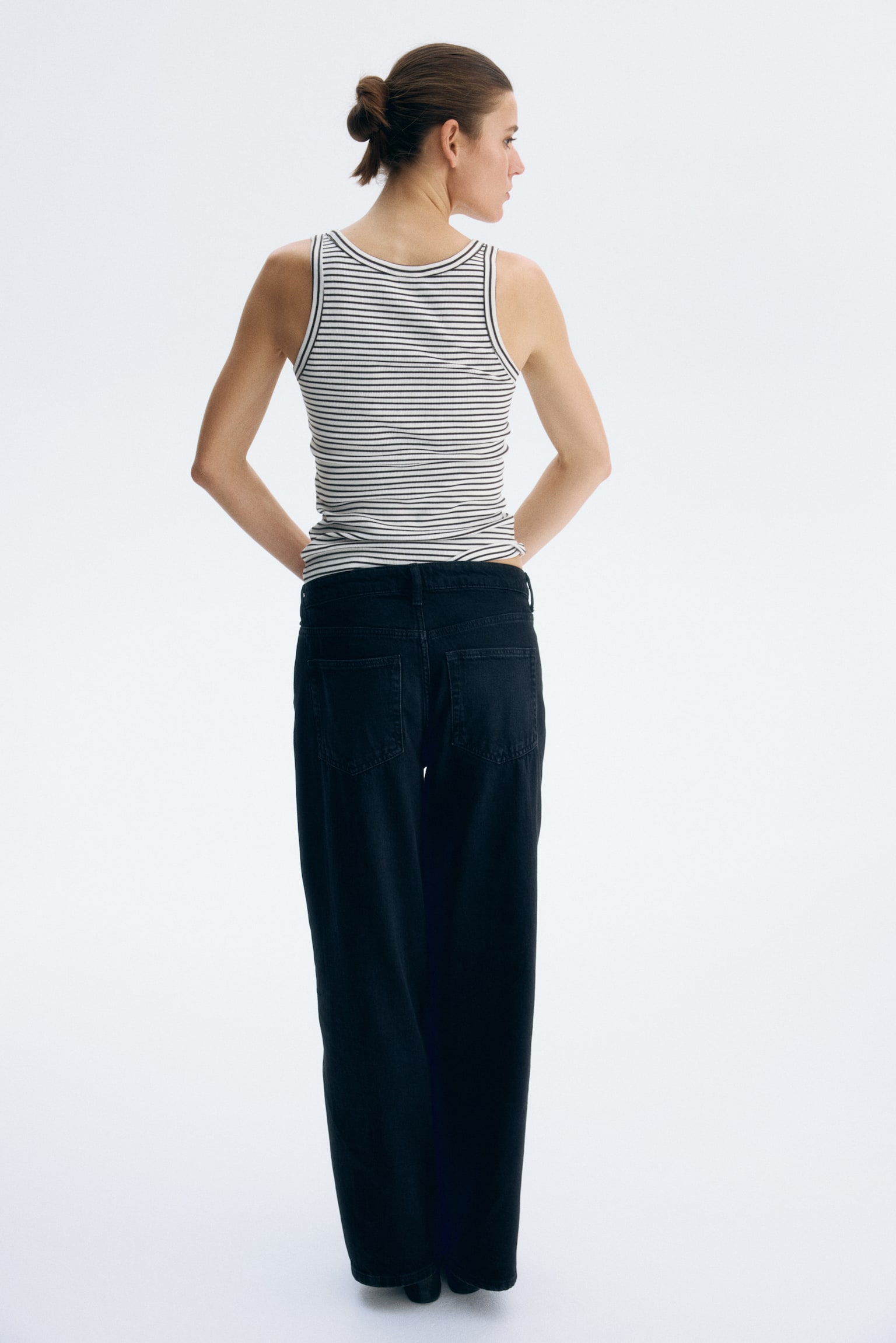 Ribbed vest top - White/Brown striped/White/Black/Pink/Dark brown/Light dusty pink/Blue/Grey marl/Golden olive/Light yellow - 4