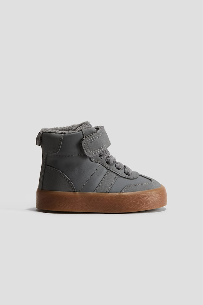 Warm-lined hi-top trainers - Dark grey - 1